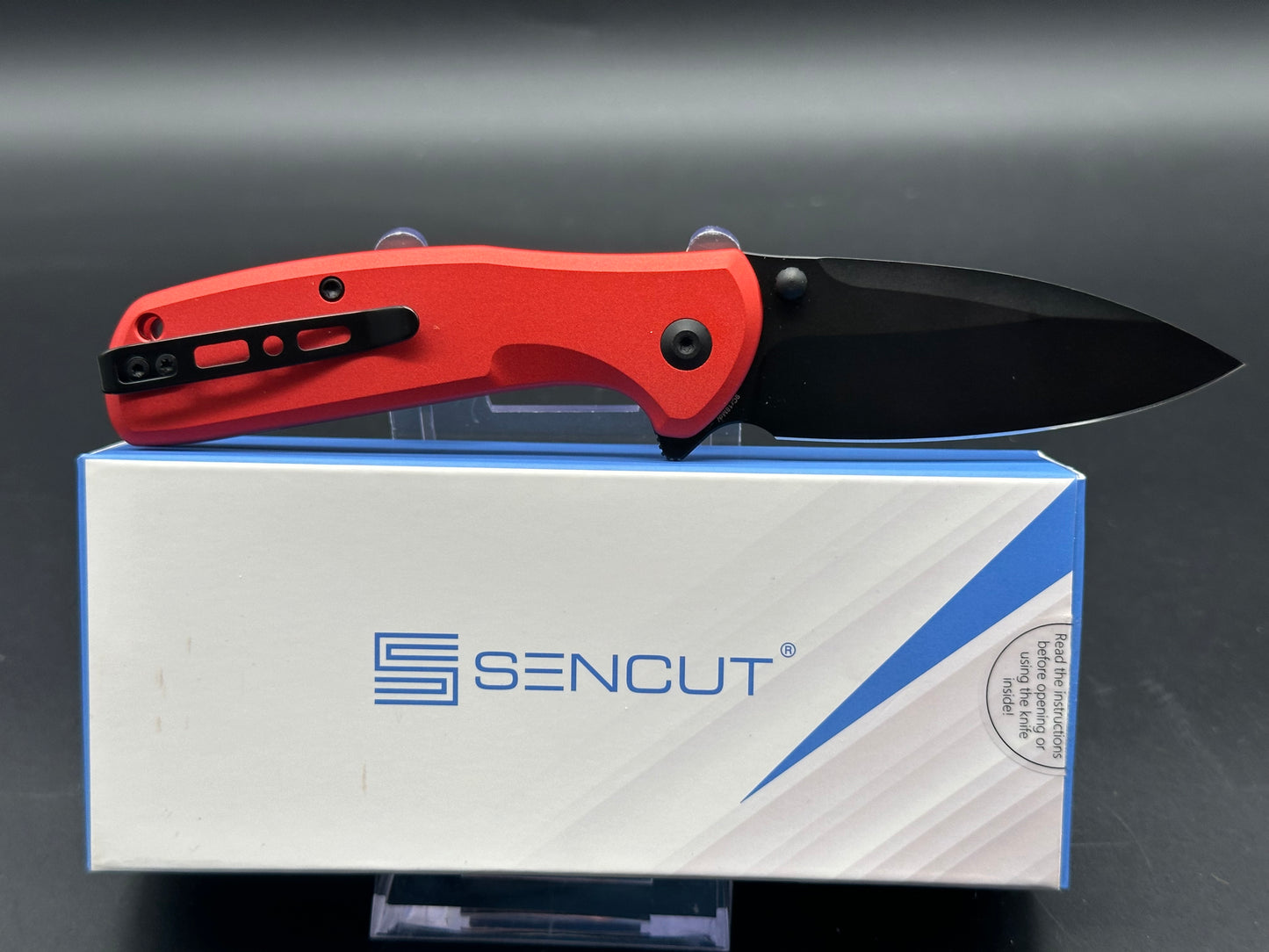 Sencut ArcBlast - Red Aluminum button lock flipper