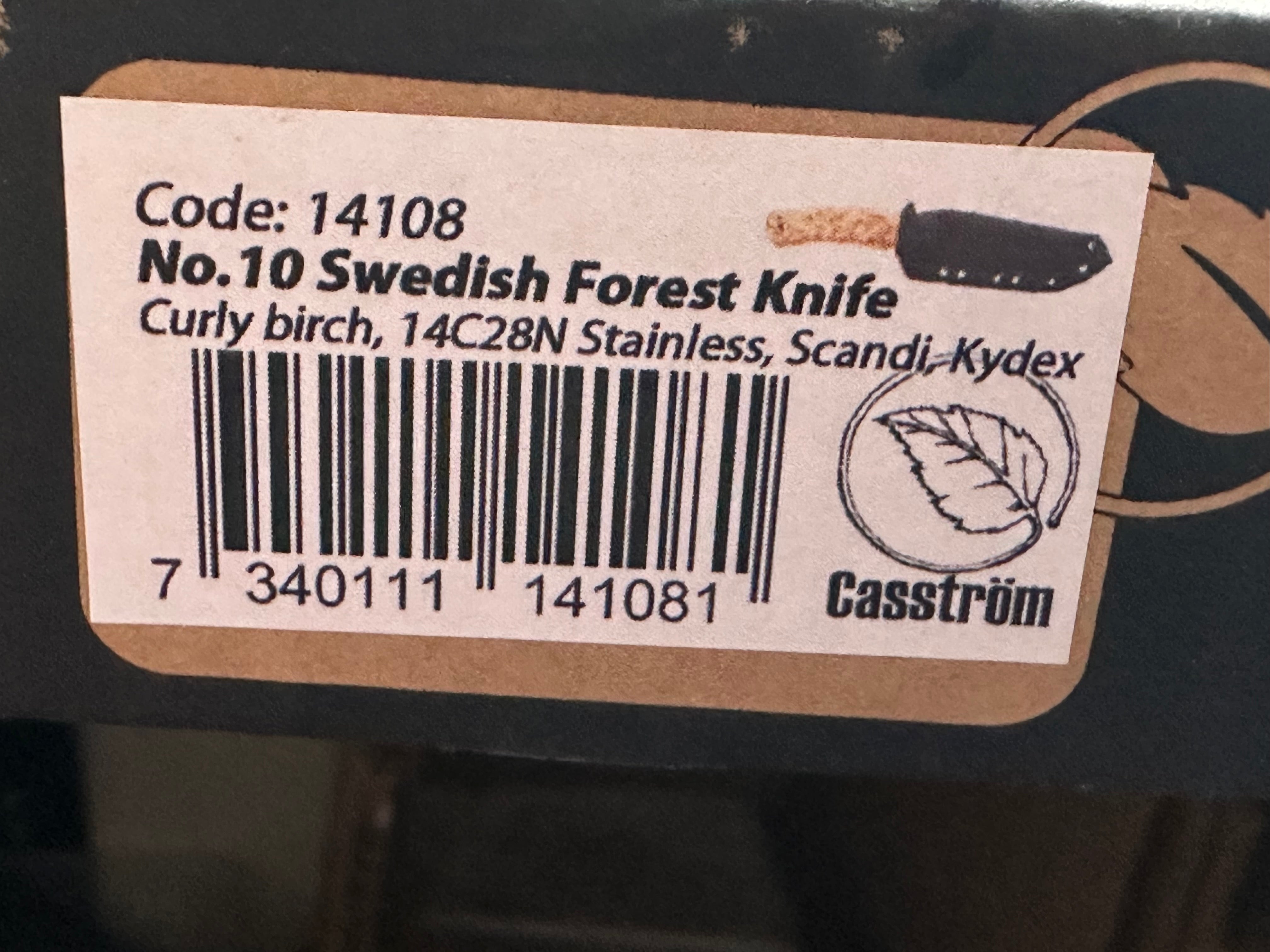 Casstrom #10 fixed blade knife curly birch handle including sheath