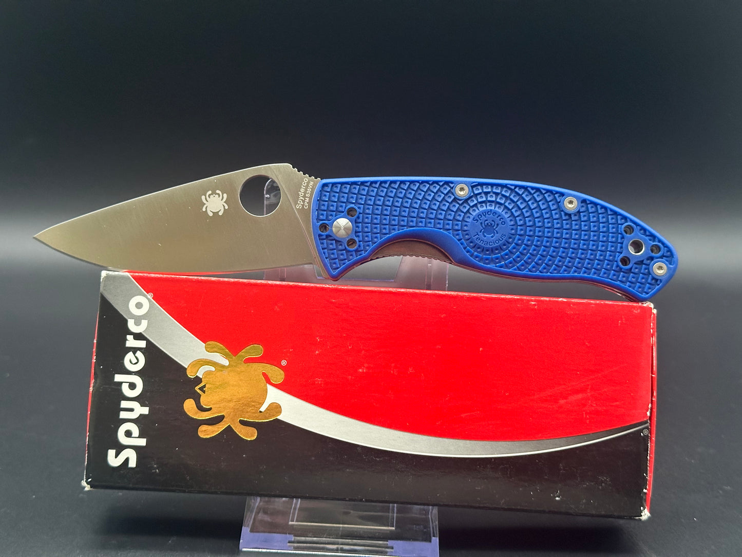 Spyderco Tenacious Lightweight Blue FRN Knife (3.4" Satin S35VN) C122PBL