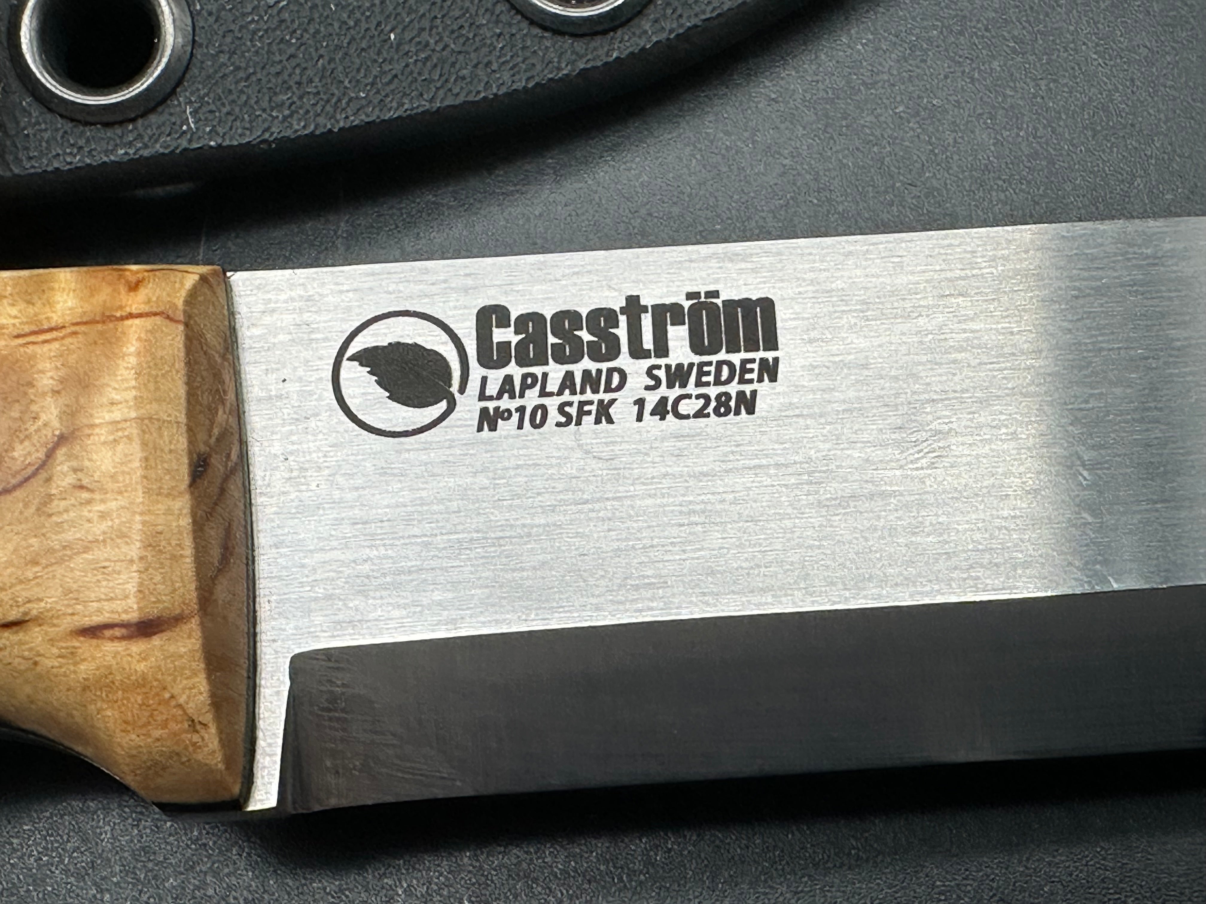 Casstrom #10 fixed blade knife curly birch handle including sheath