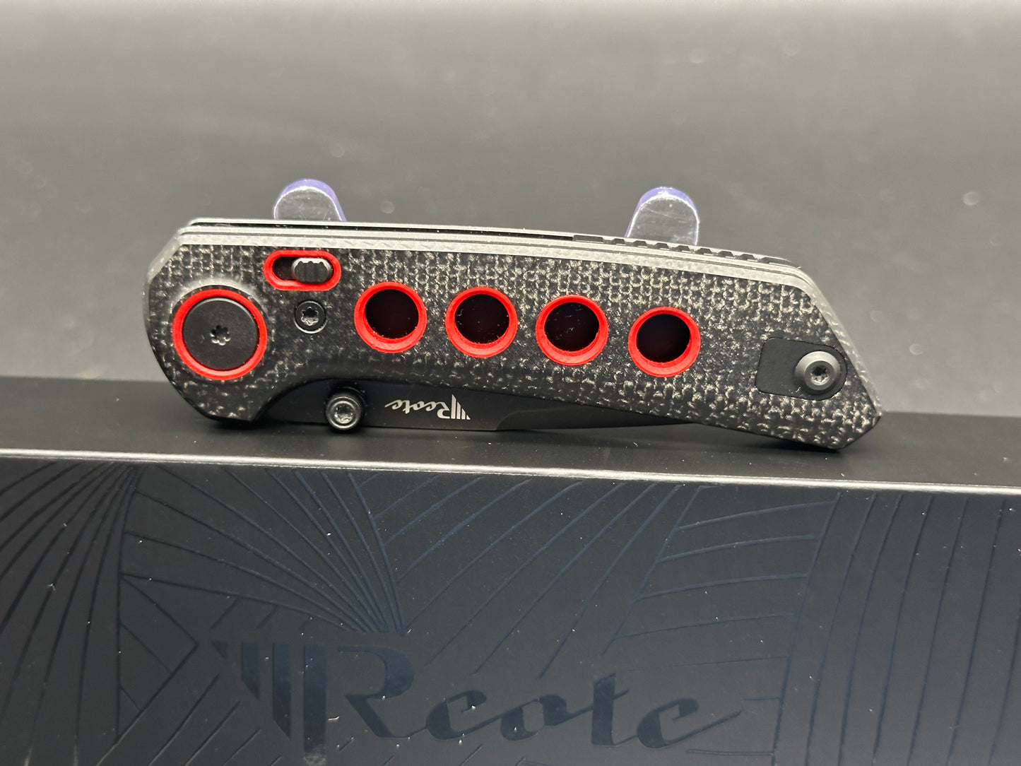 Reate PL-XT Black Micarta with Red Inlay, Black PVD Blade