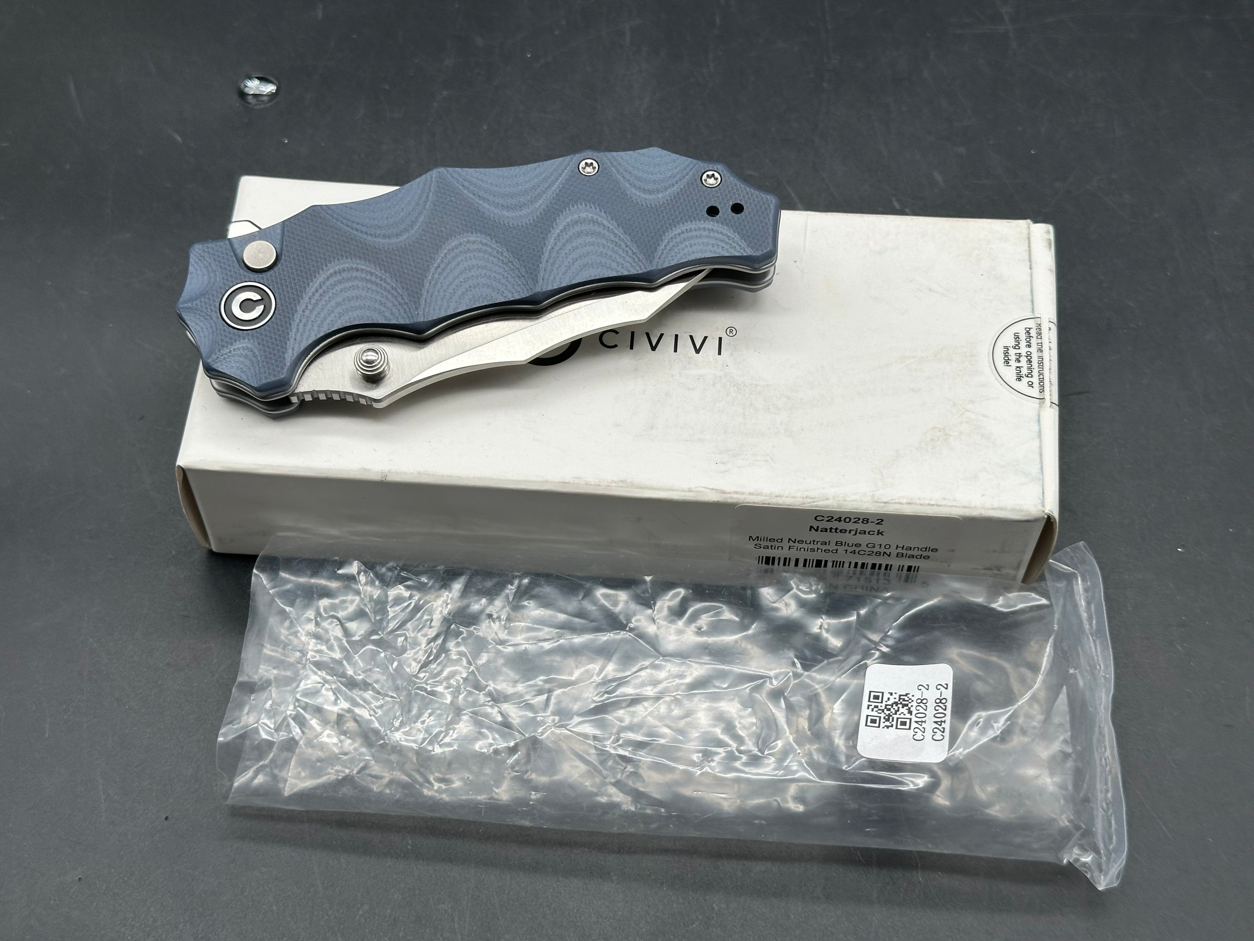 CIVIVI NATTERJACK MILLED NEUTRAL BLUE G10 HANDLE 14C28N