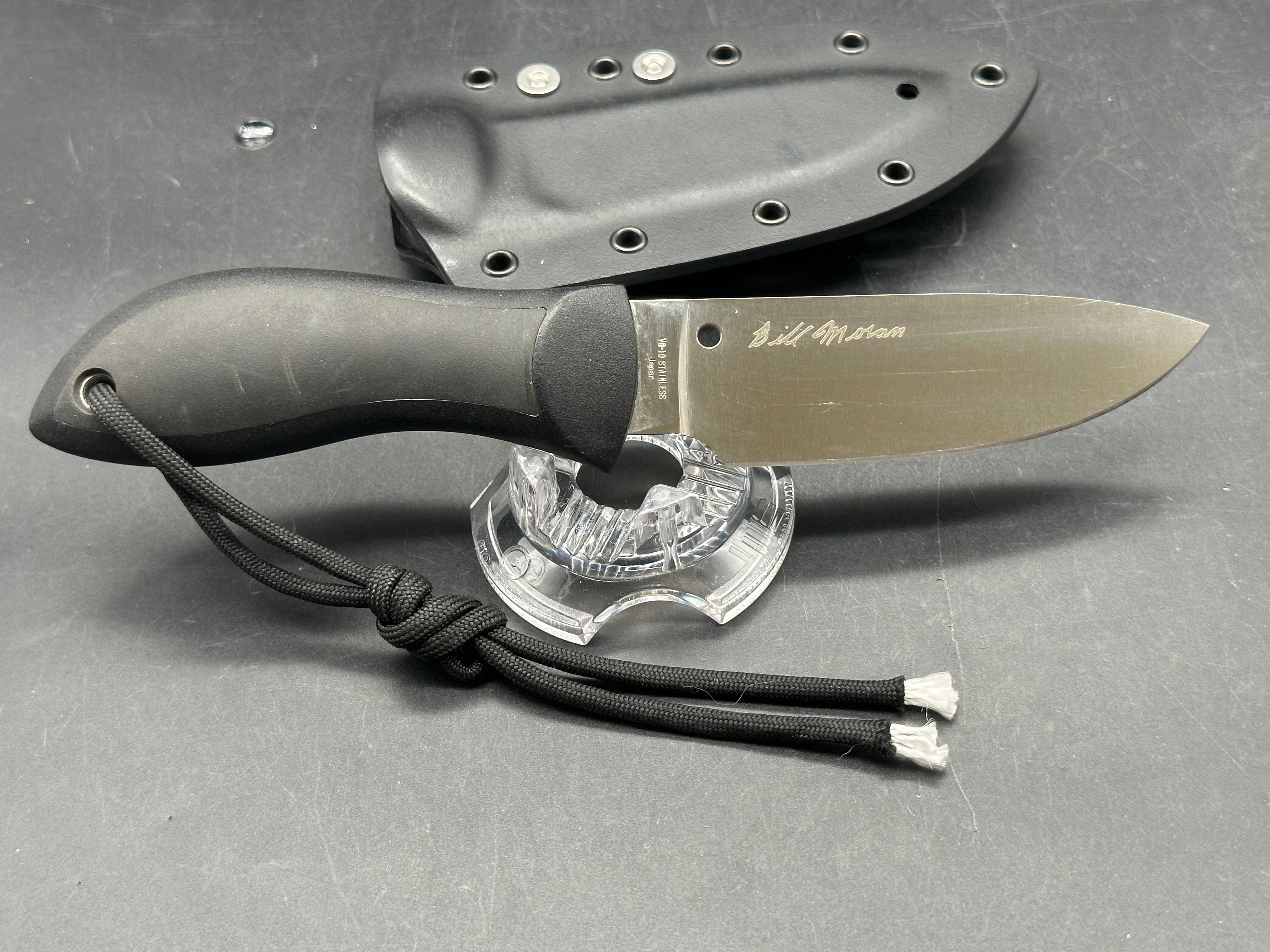 Spyderco Bill Moran 3.875" VG10 Satin Drop Point Blade, FRN Handle, Boltaron Sheath