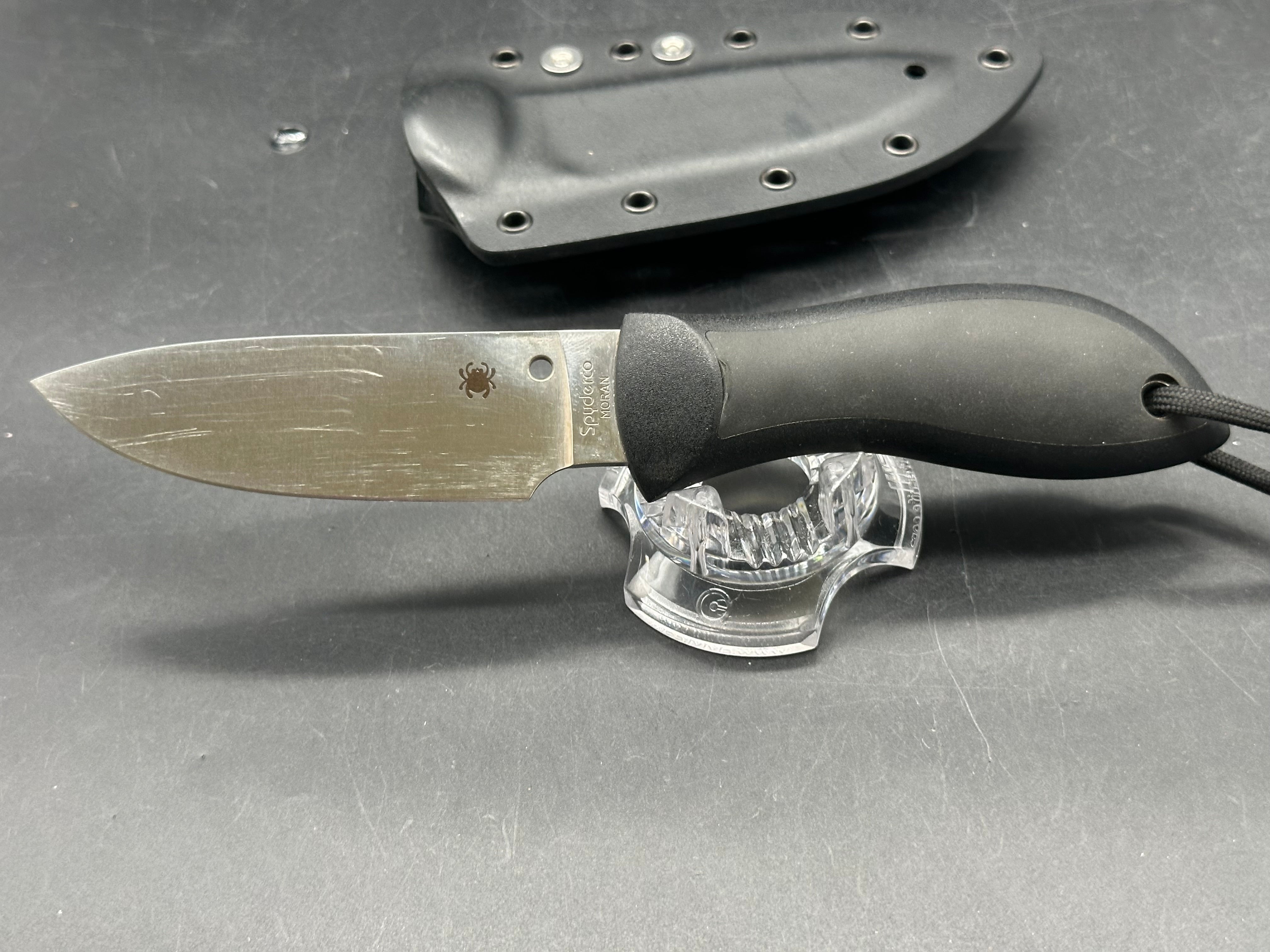 Spyderco Bill Moran 3.875" VG10 Satin Drop Point Blade, FRN Handle, Boltaron Sheath