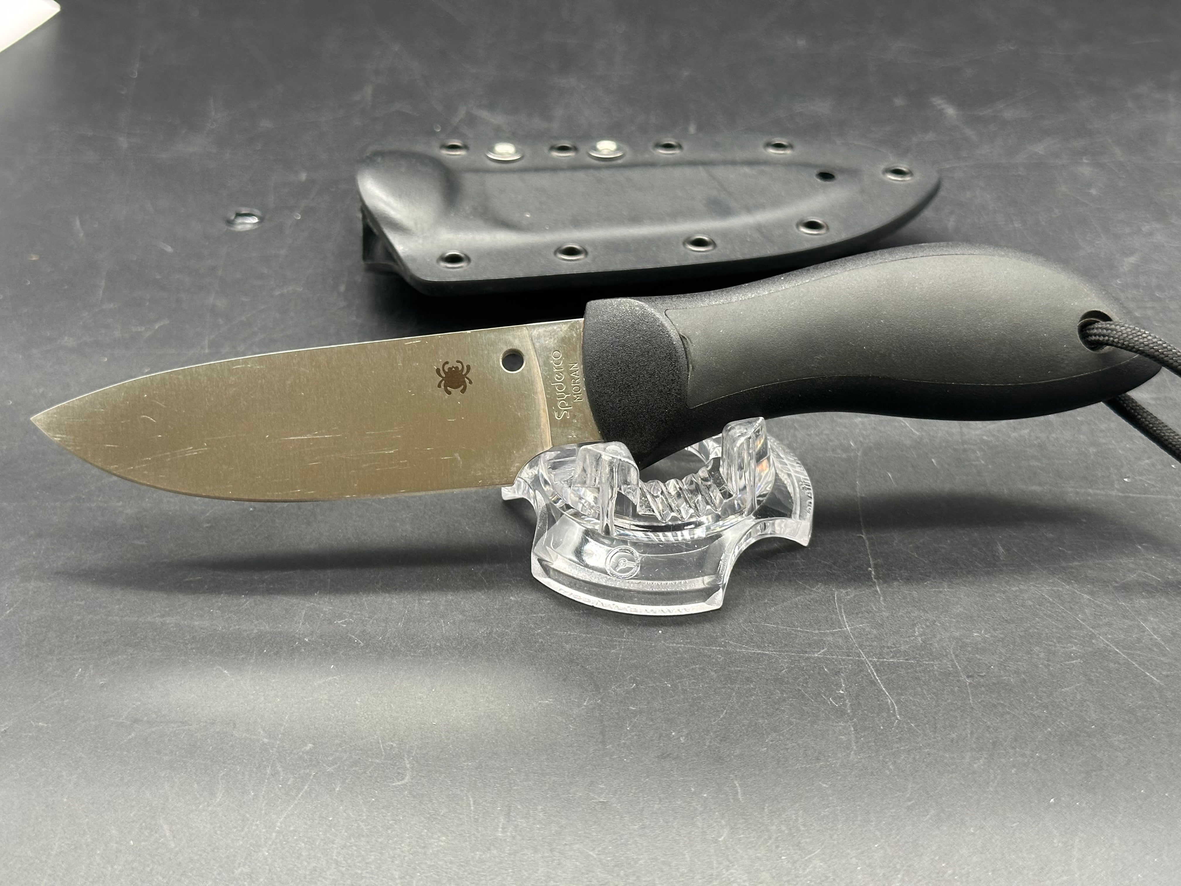 Spyderco Bill Moran 3.875" VG10 Satin Drop Point Blade, FRN Handle, Boltaron Sheath