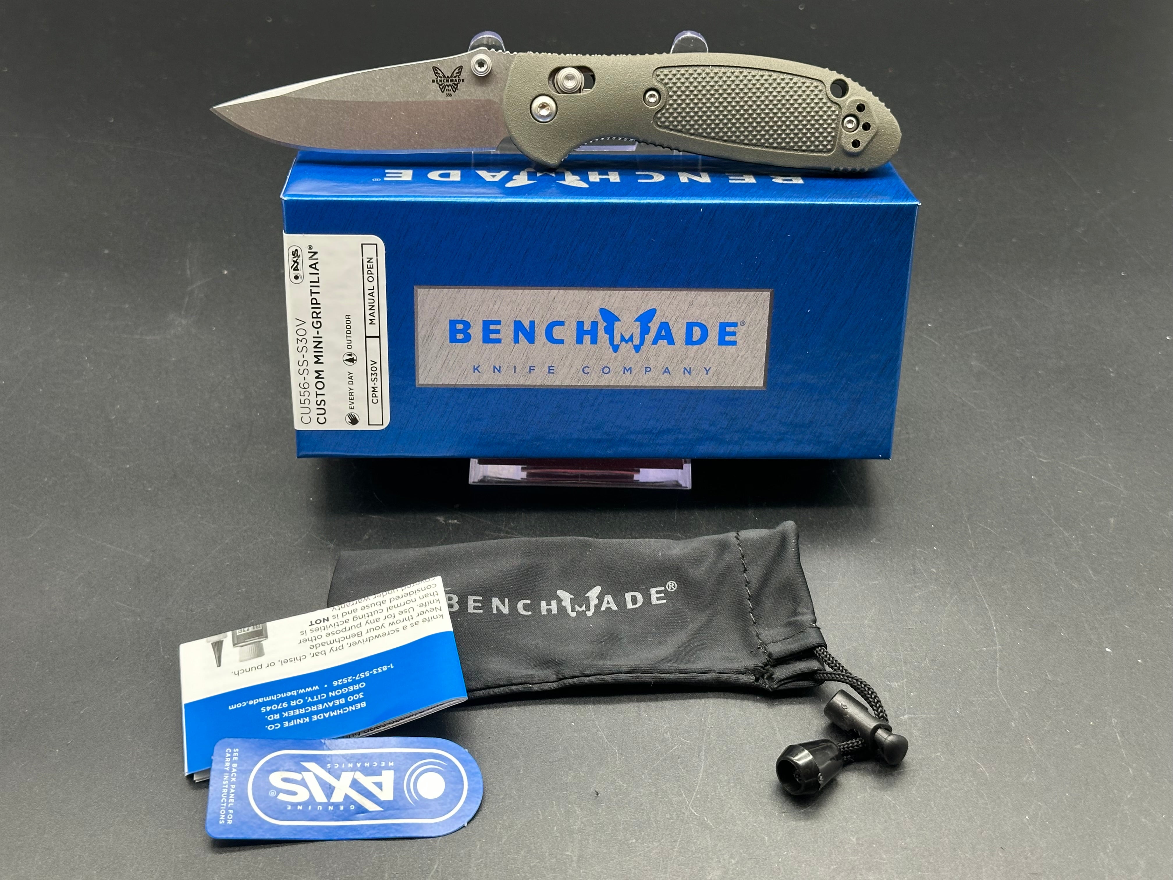 Benchmade Min Griptilian Custom, 2.91" S30V Drop Blade with OD Green Grivory Handle