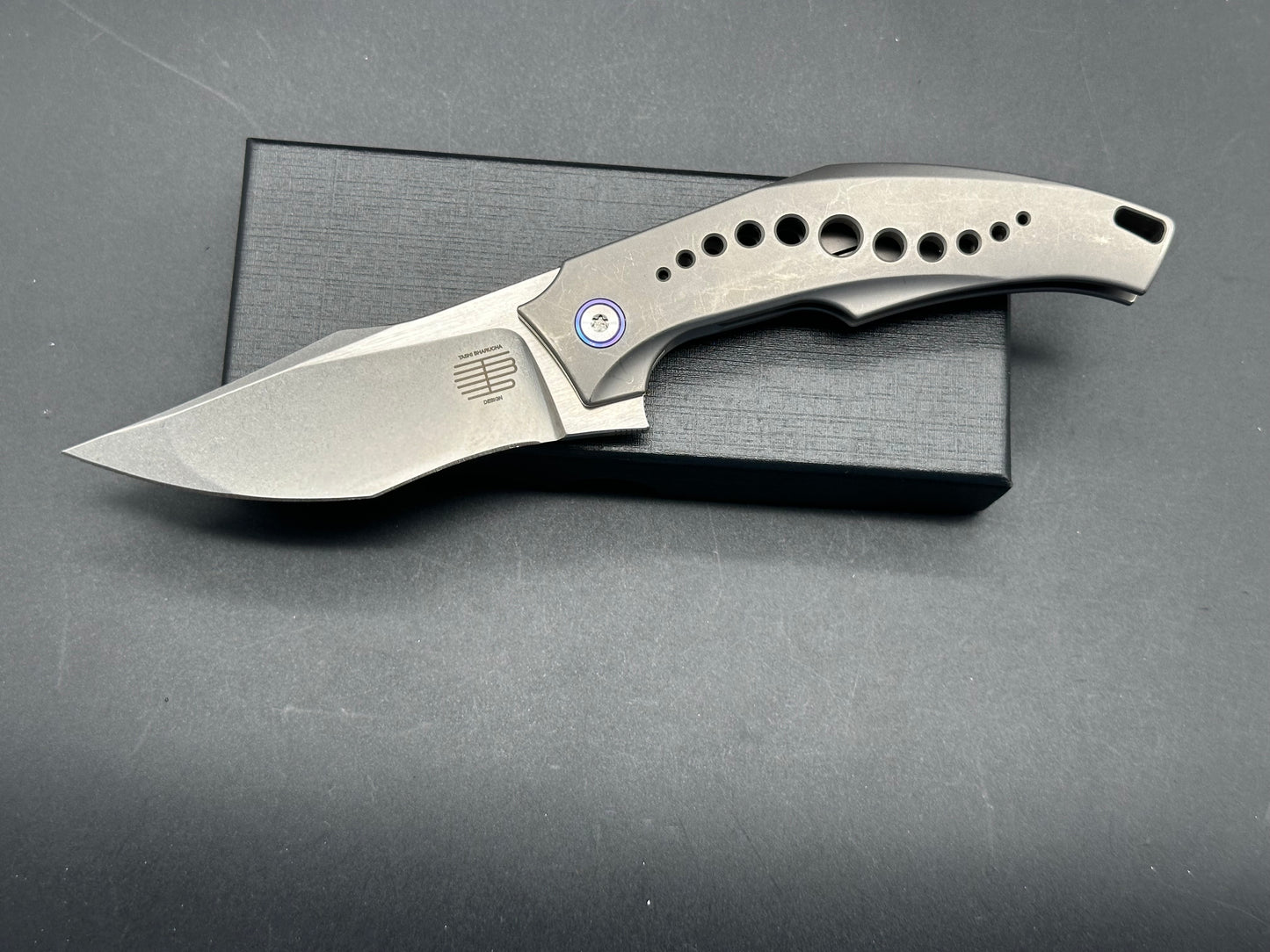 Mechforce/Tashi Bharucha SOS flipper - Full Titanium with timascus clip, 3.5” M390