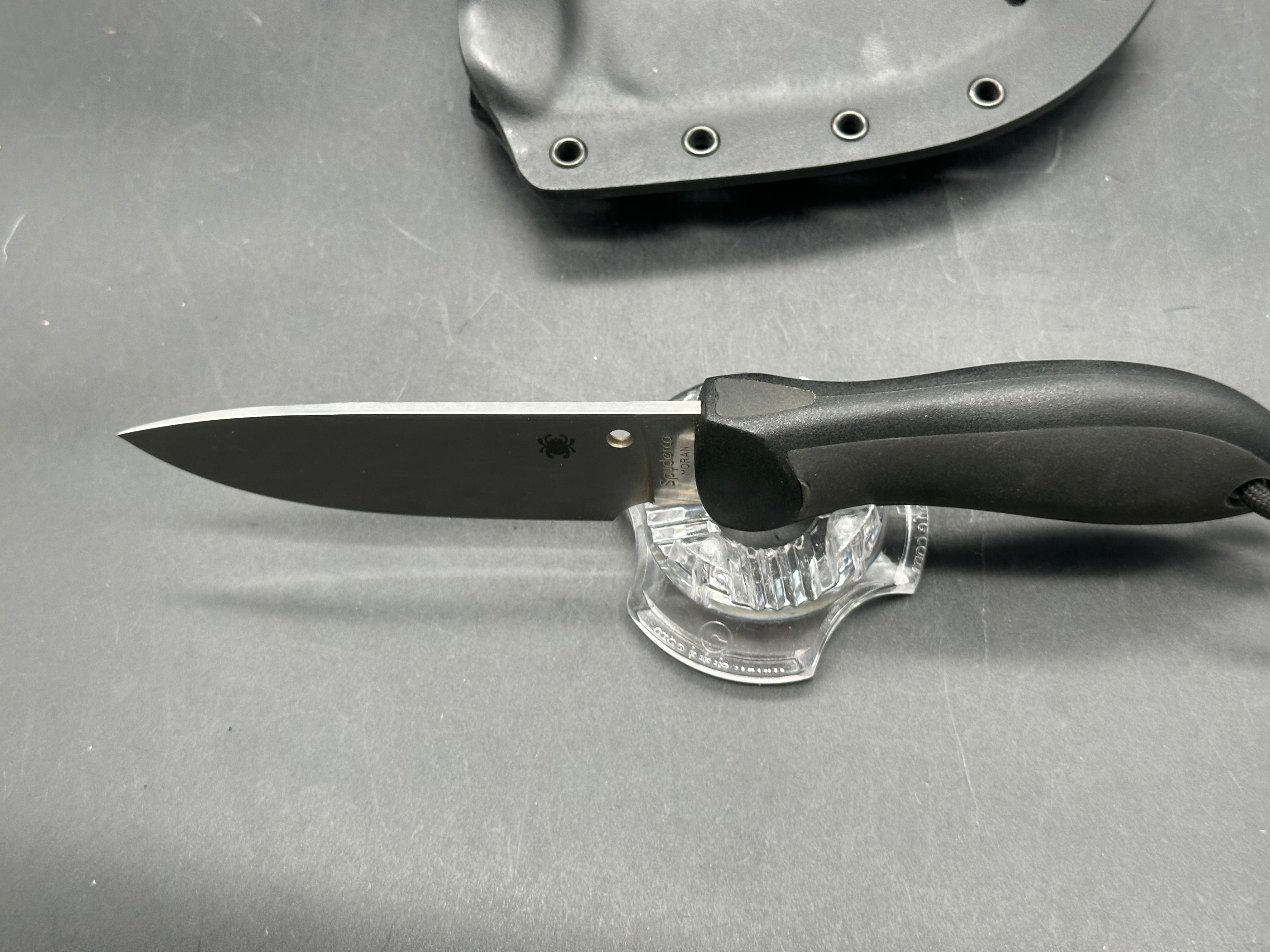 Spyderco Bill Moran 3.875" VG10 Satin Drop Point Blade, FRN Handle, Boltaron Sheath
