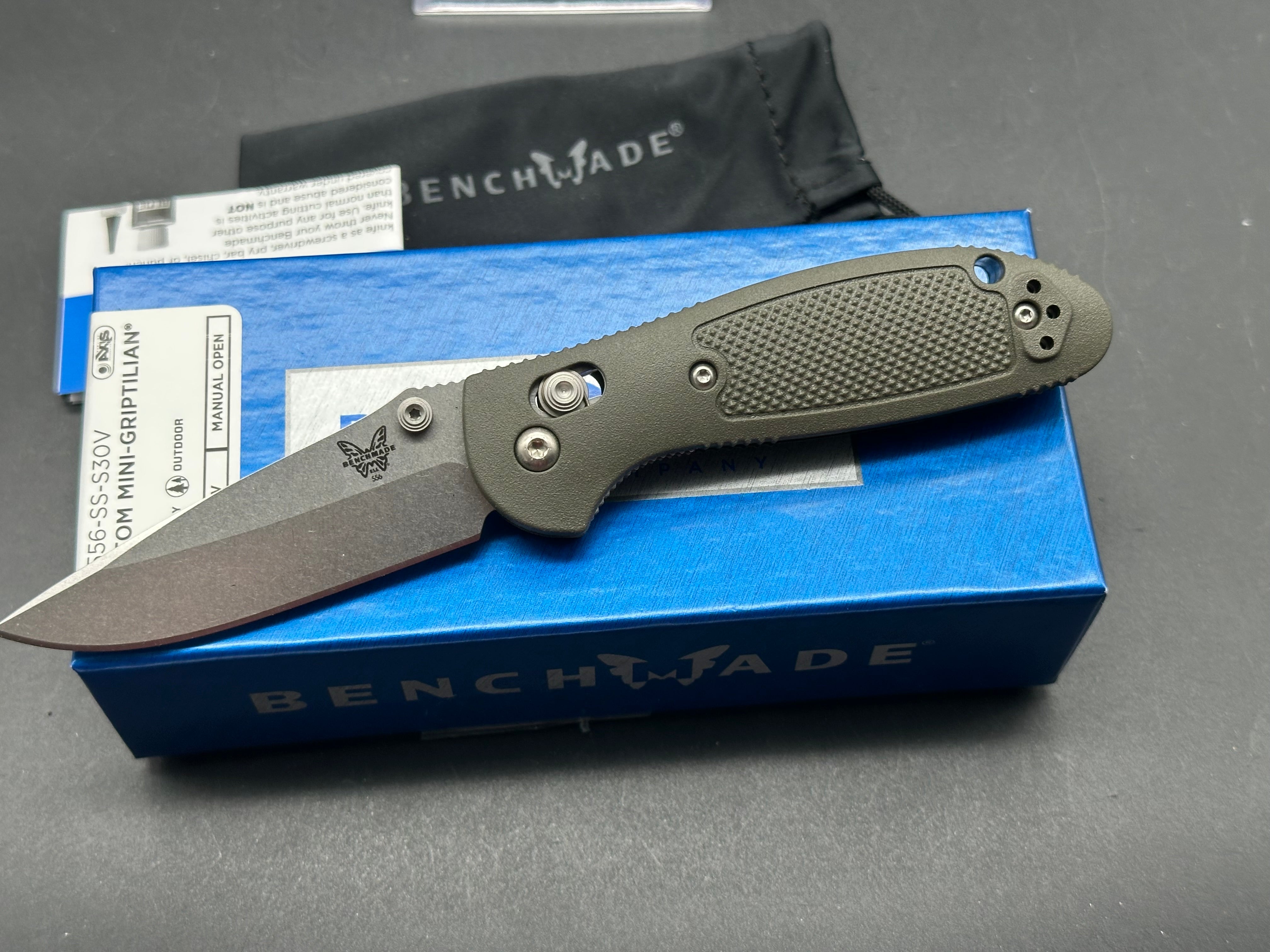 Benchmade Min Griptilian Custom, 2.91" S30V Drop Blade with OD Green Grivory Handle