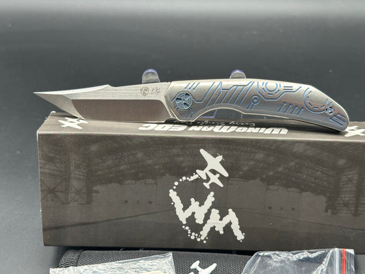 WingmanEDC FERUS (BNIB) - Kickstop 3.25” M390 Satin blade, Blue Titanium