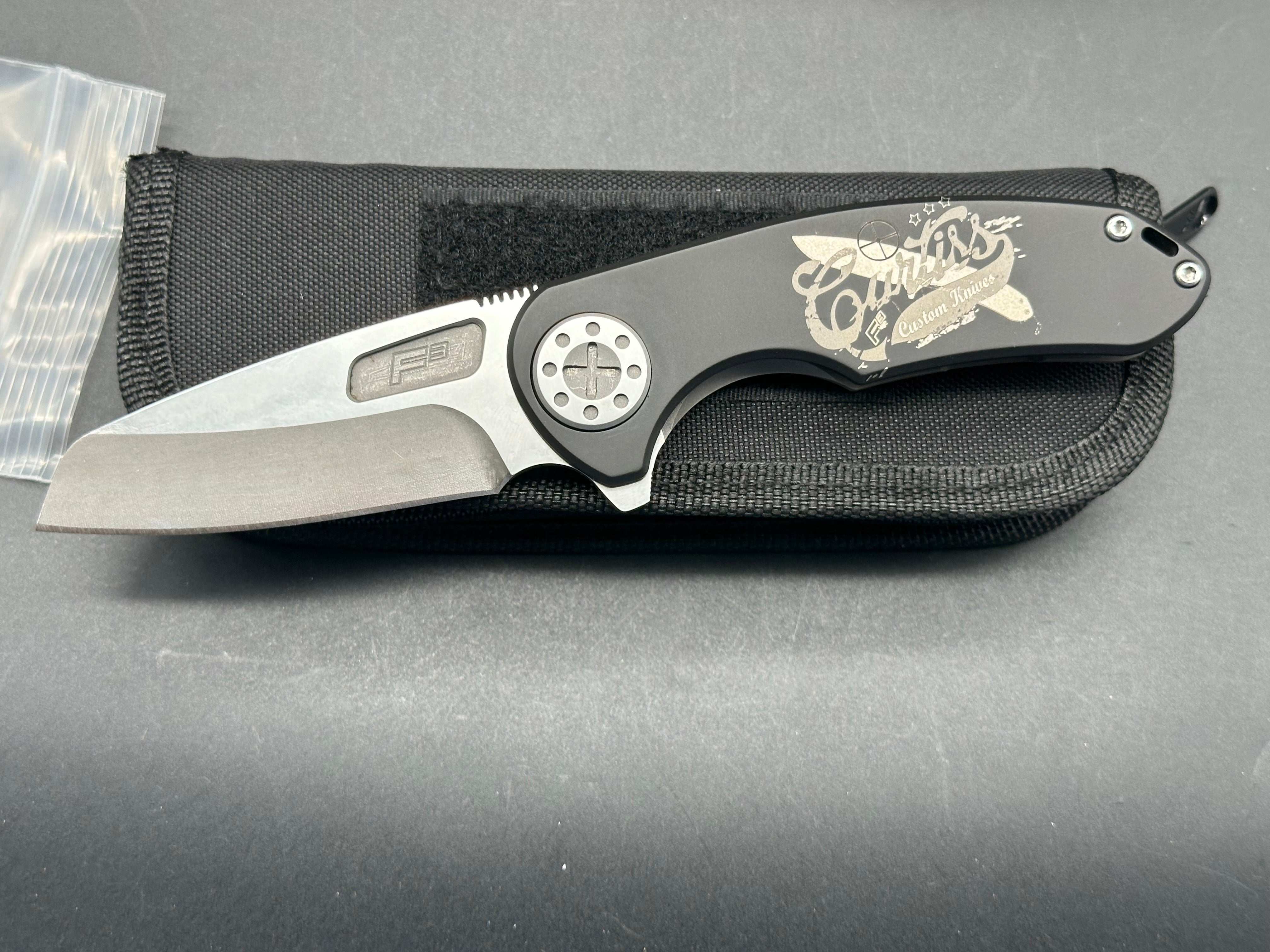 Curtiss Custom Knives F3 Med. Wharny Flipper - Titanium frame, Stonewash finish, Magnacut Blade