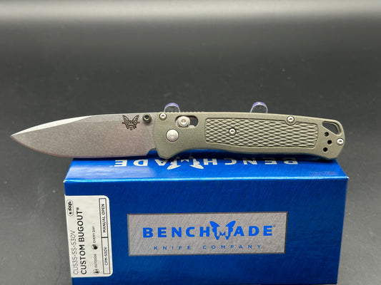 Benchmade Bugout (Custom), 3.24" S30V Drop Point Blade with OD Green Grivory Handle