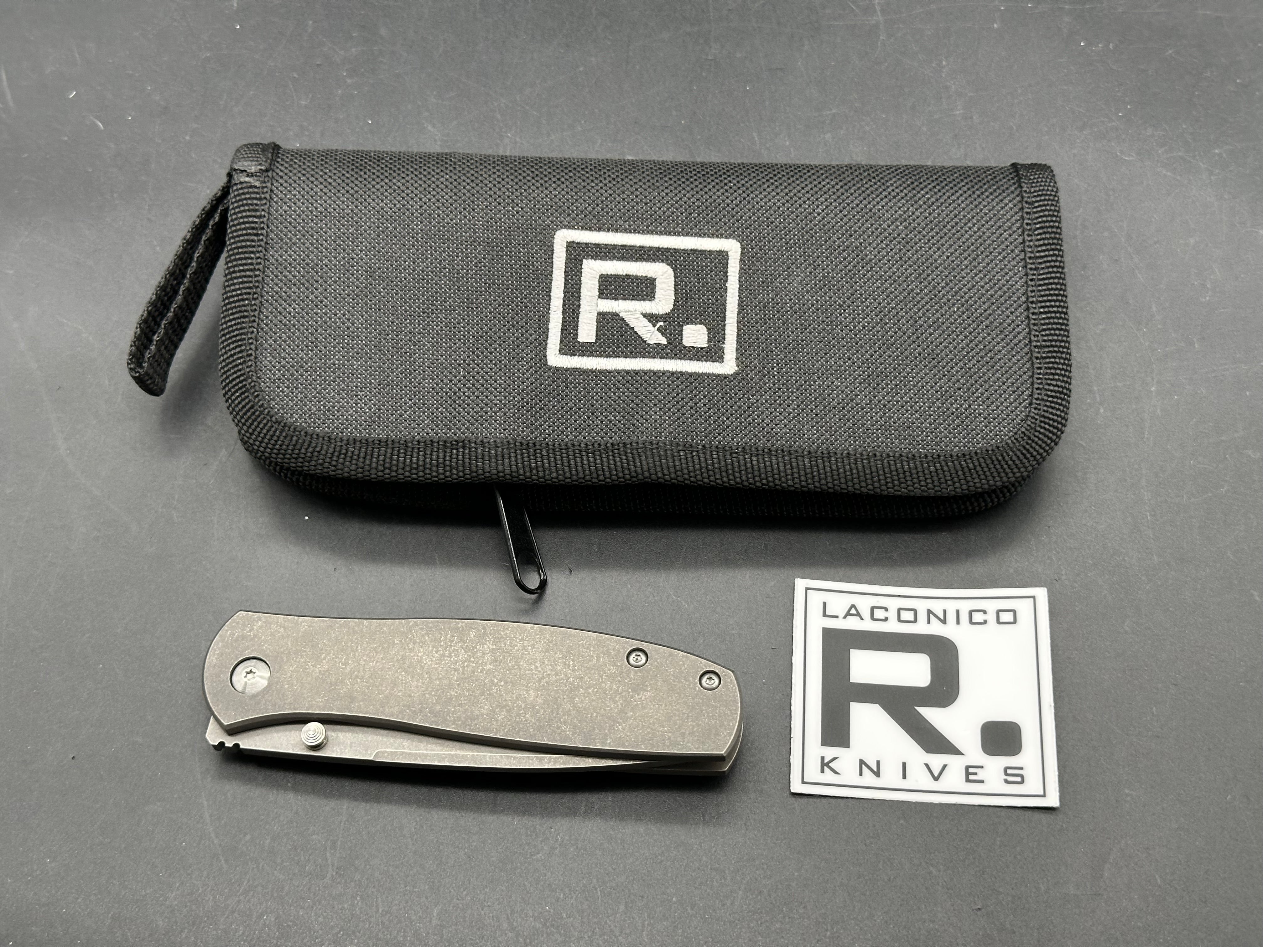 Ray Laconico FJ w/Swedge, Blasted and Tumbled CPM-154 Blade, Blasted and Tumbled Titanium Handles
