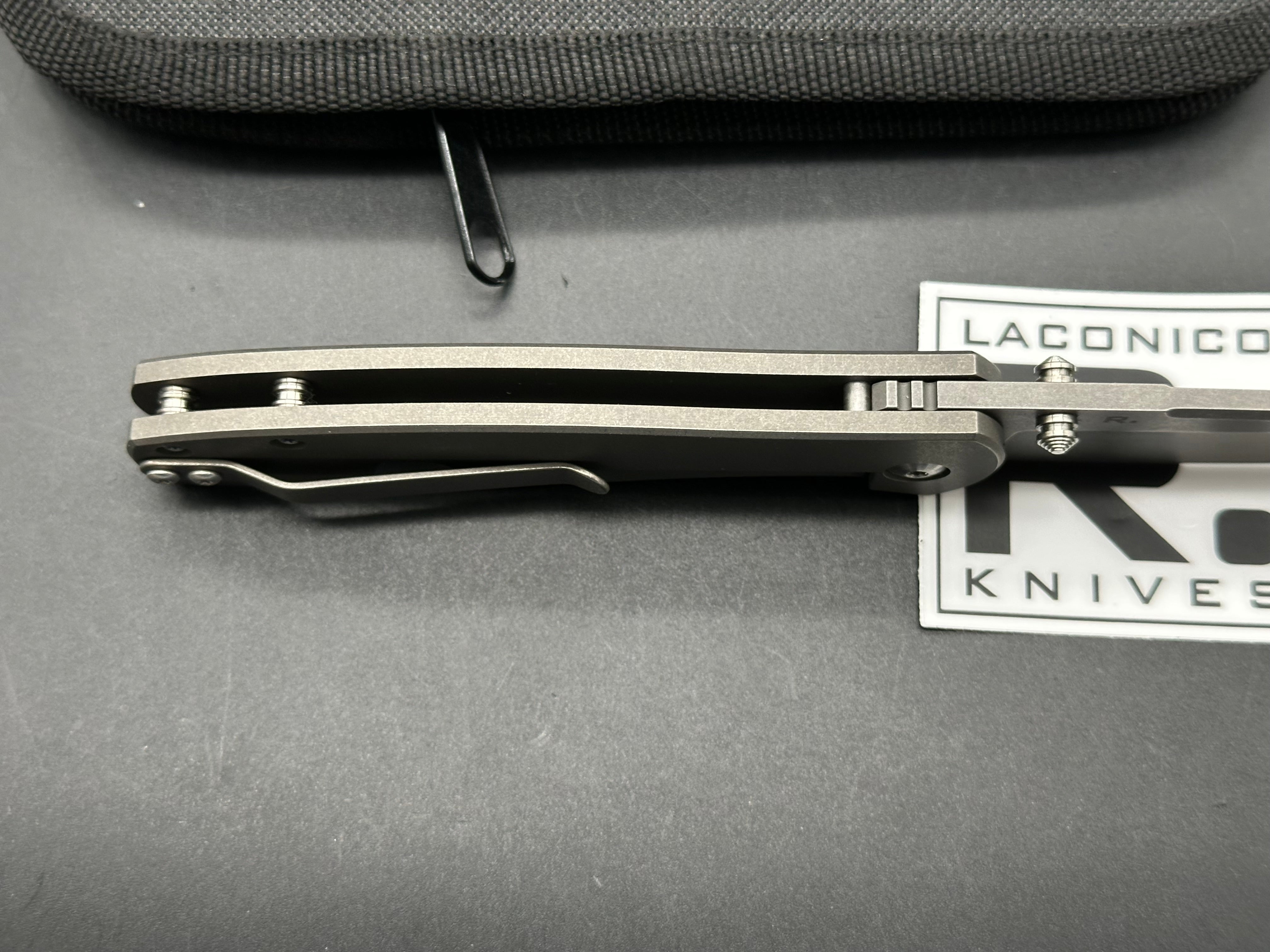 Ray Laconico FJ w/Swedge, Blasted and Tumbled CPM-154 Blade, Blasted and Tumbled Titanium Handles