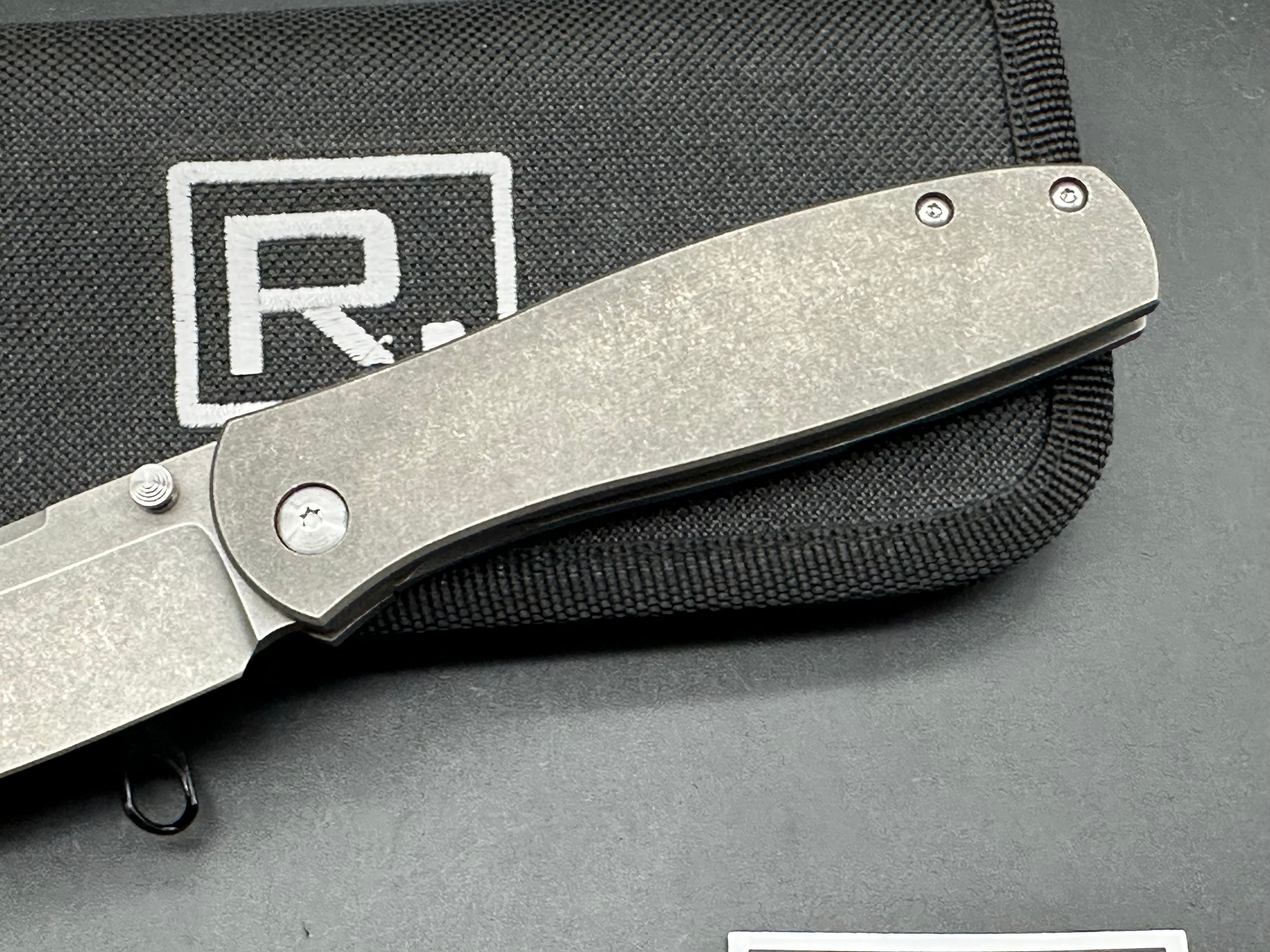 Ray Laconico FJ w/Swedge, Blasted and Tumbled CPM-154 Blade, Blasted and Tumbled Titanium Handles