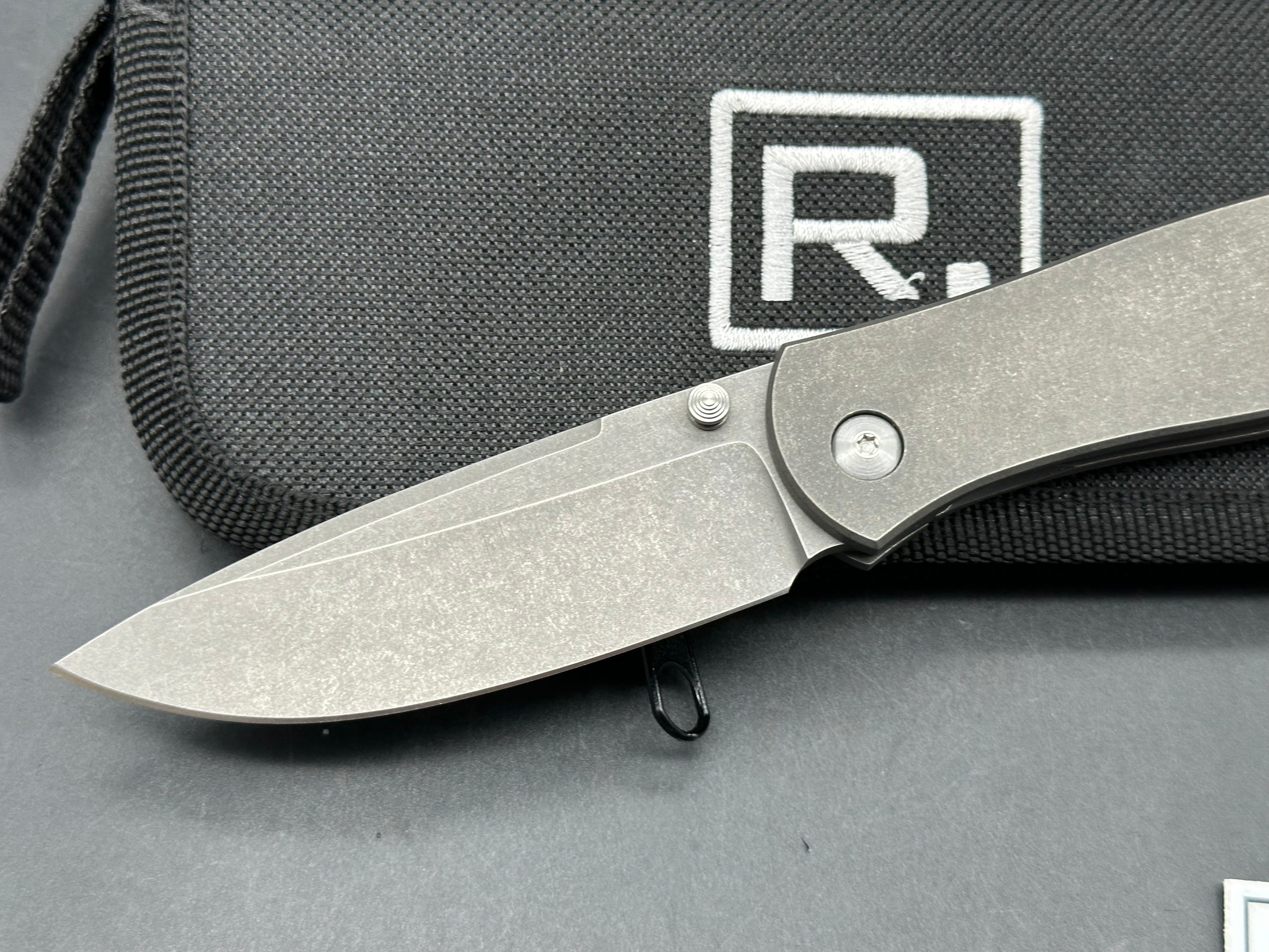 Ray Laconico FJ w/Swedge, Blasted and Tumbled CPM-154 Blade, Blasted and Tumbled Titanium Handles