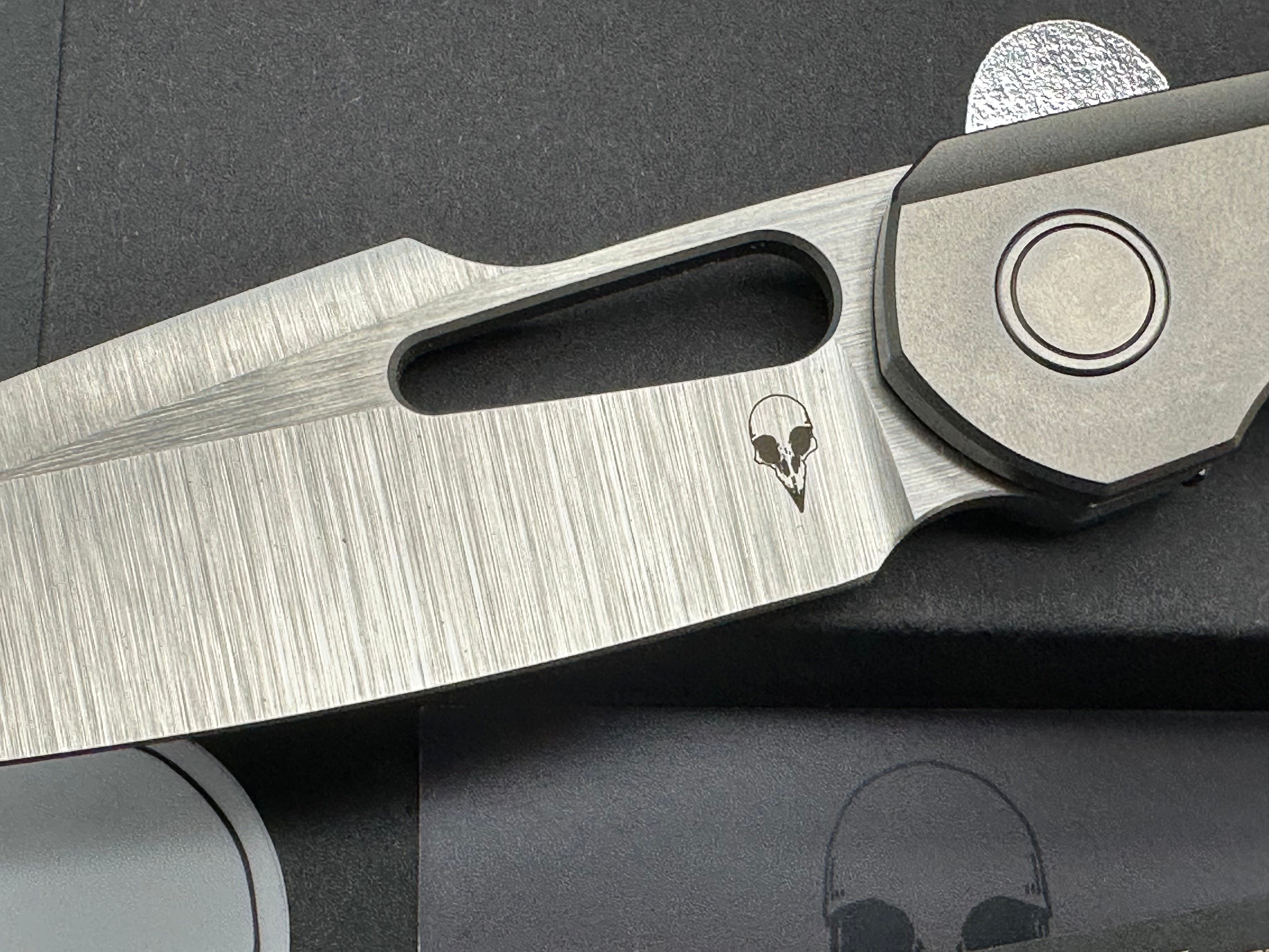 Sparrow Knife Co. Production Strix Round 1 #94 of 154 (V3 Full Ti), Belt Satin Hollow Ground M390 Blade