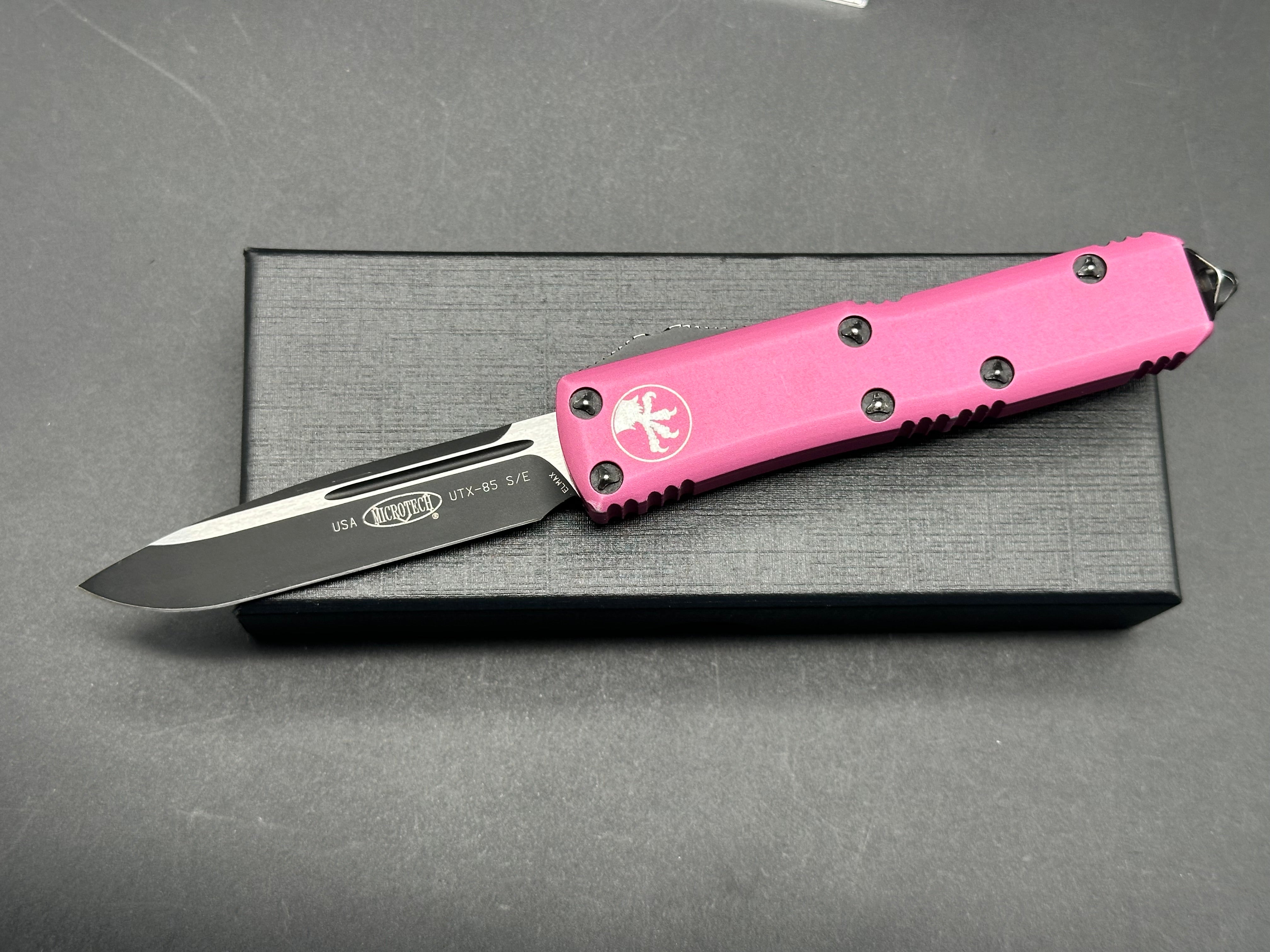 Microtech UTX 85 marks on aluminum scales