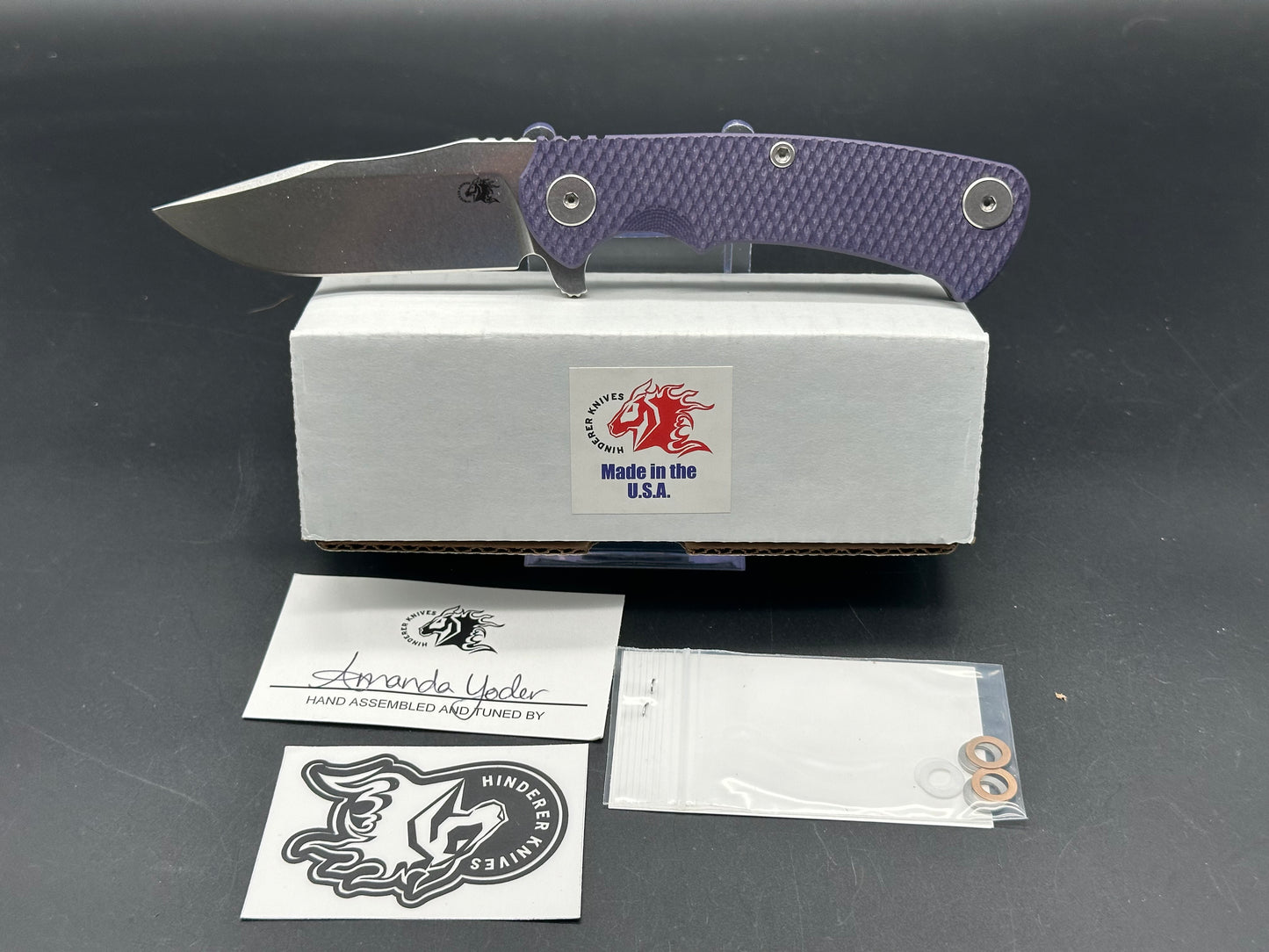 Hinderer Project X Magnacut knife purple G10