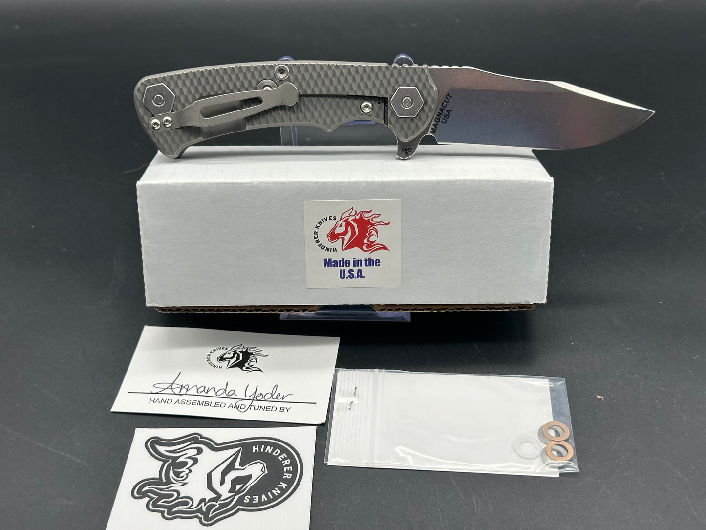 Hinderer Project X Magnacut knife purple G10