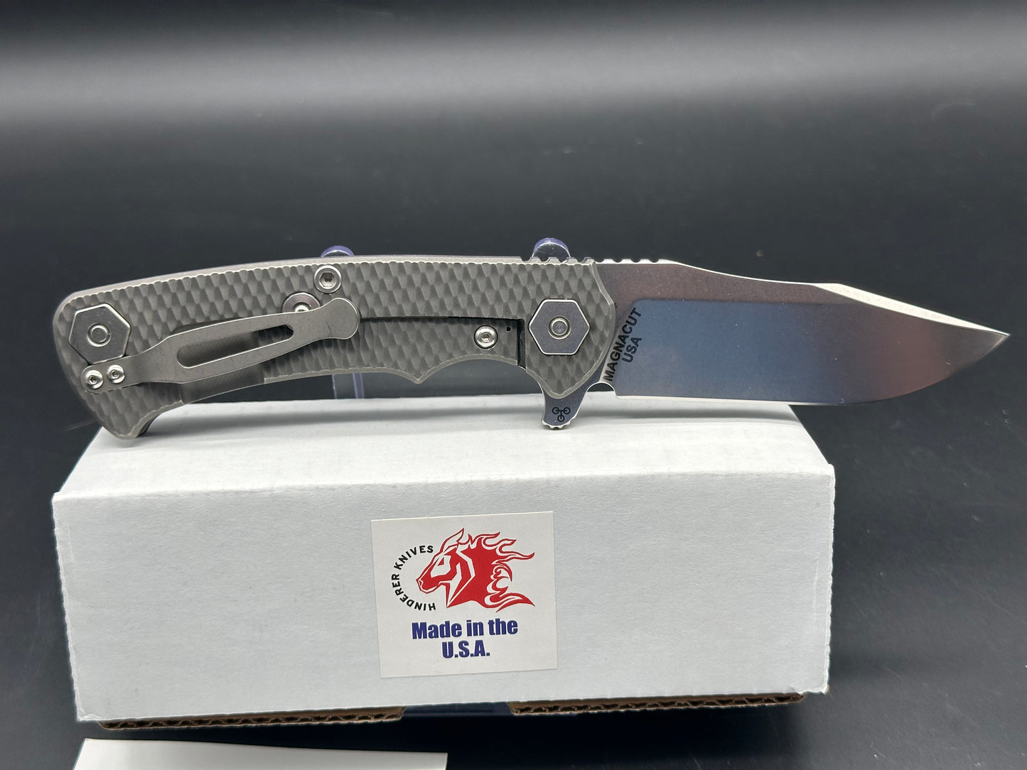 Hinderer Project X Magnacut knife purple G10