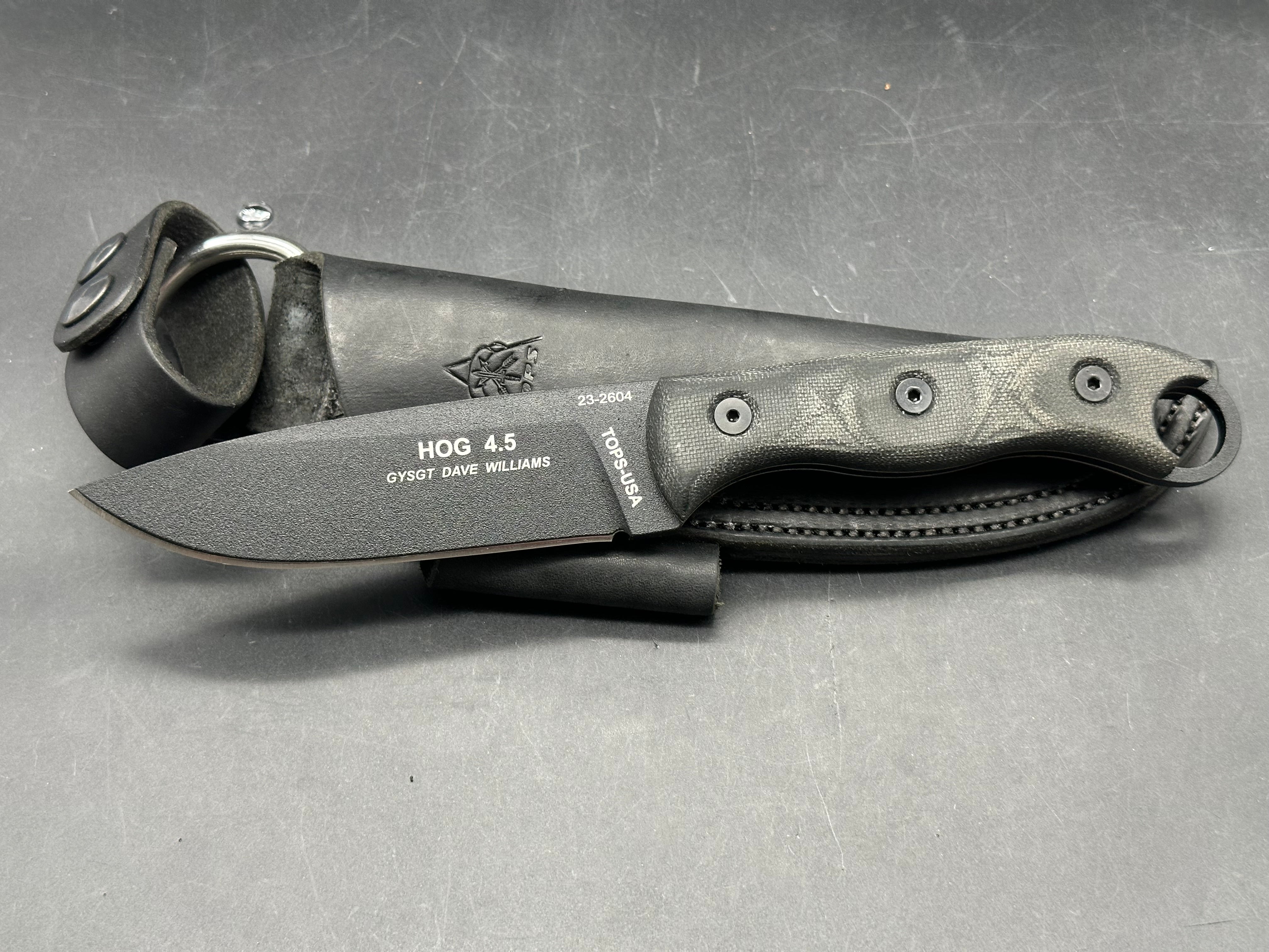 TOPS Knives Hunter of Gunmen HOG fixed blade Knife Micarta (4.5" Black)