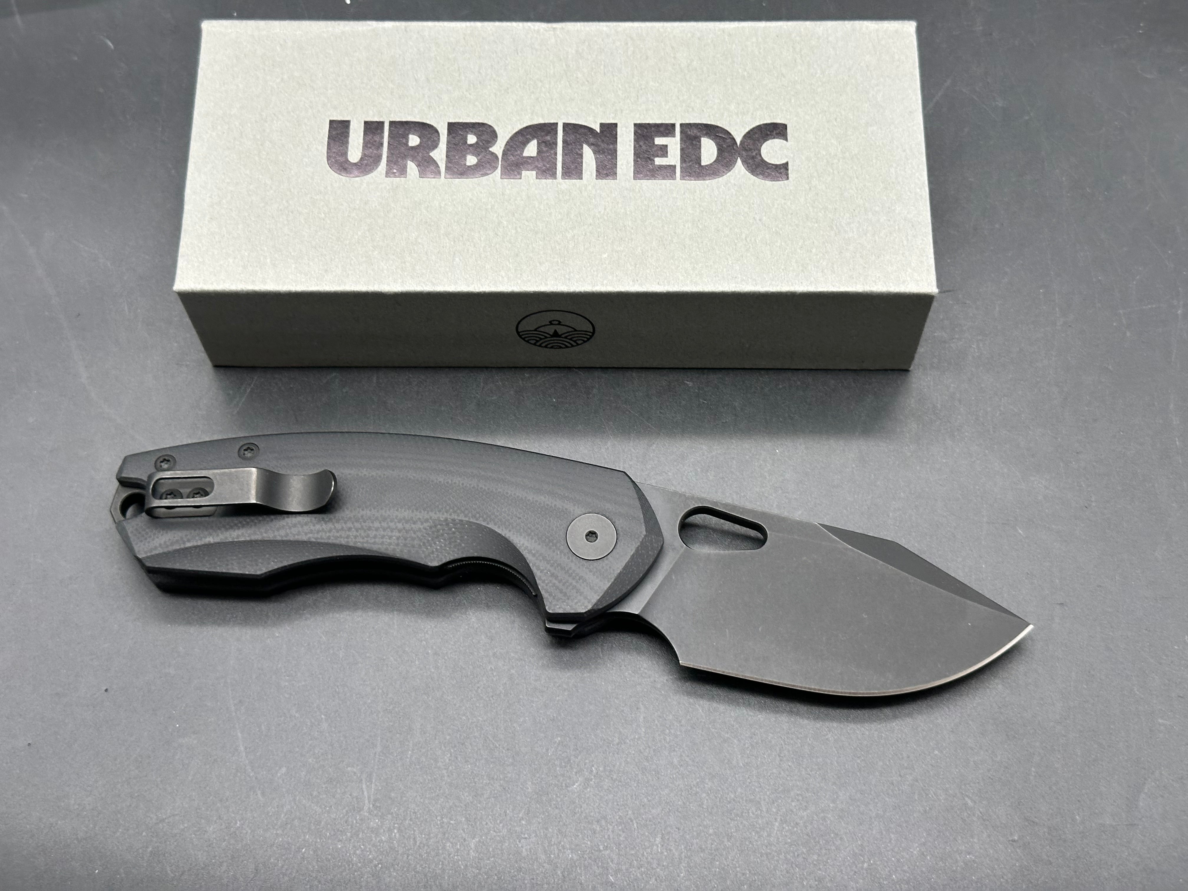 Urban EDC Becerro, Blackwashed CPM-S90V Blade, Black G-10 Handles, Nested Blackwashed Titanium Liners
