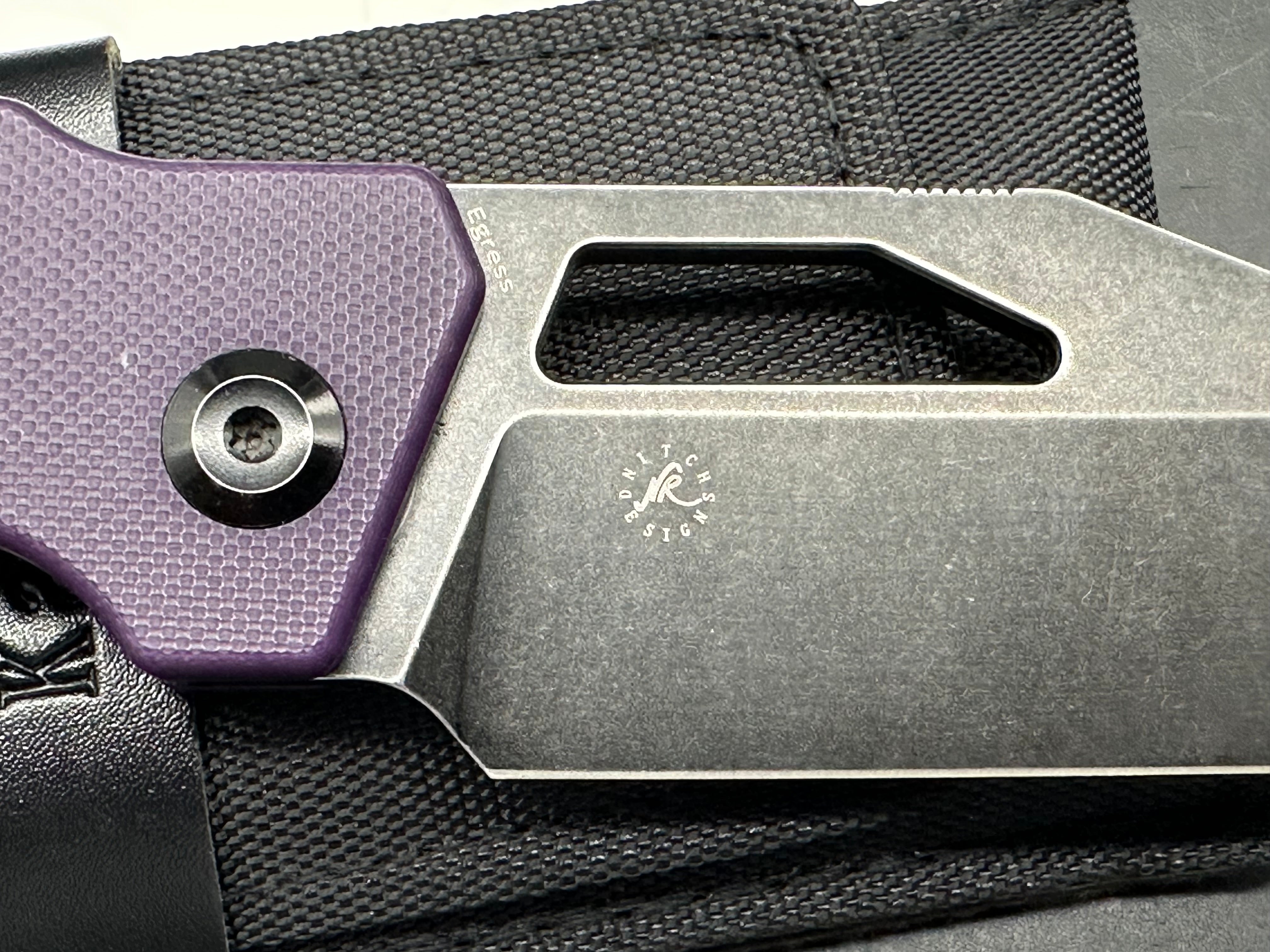 Kansept Knives Egress Liner Lock Knife Purple G-10 (3.8" Black Stonewash)