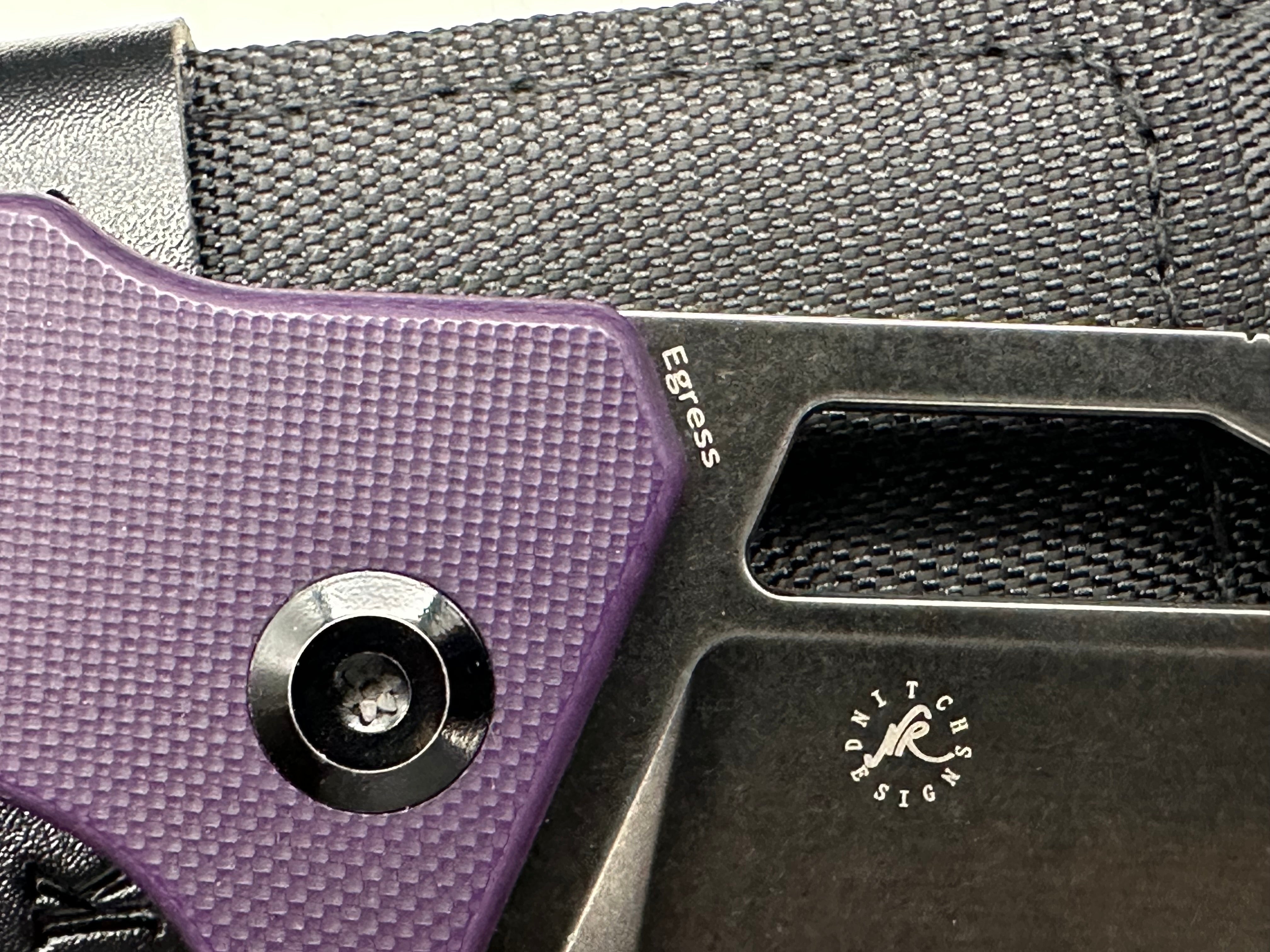 Kansept Knives Egress Liner Lock Knife Purple G-10 (3.8" Black Stonewash)