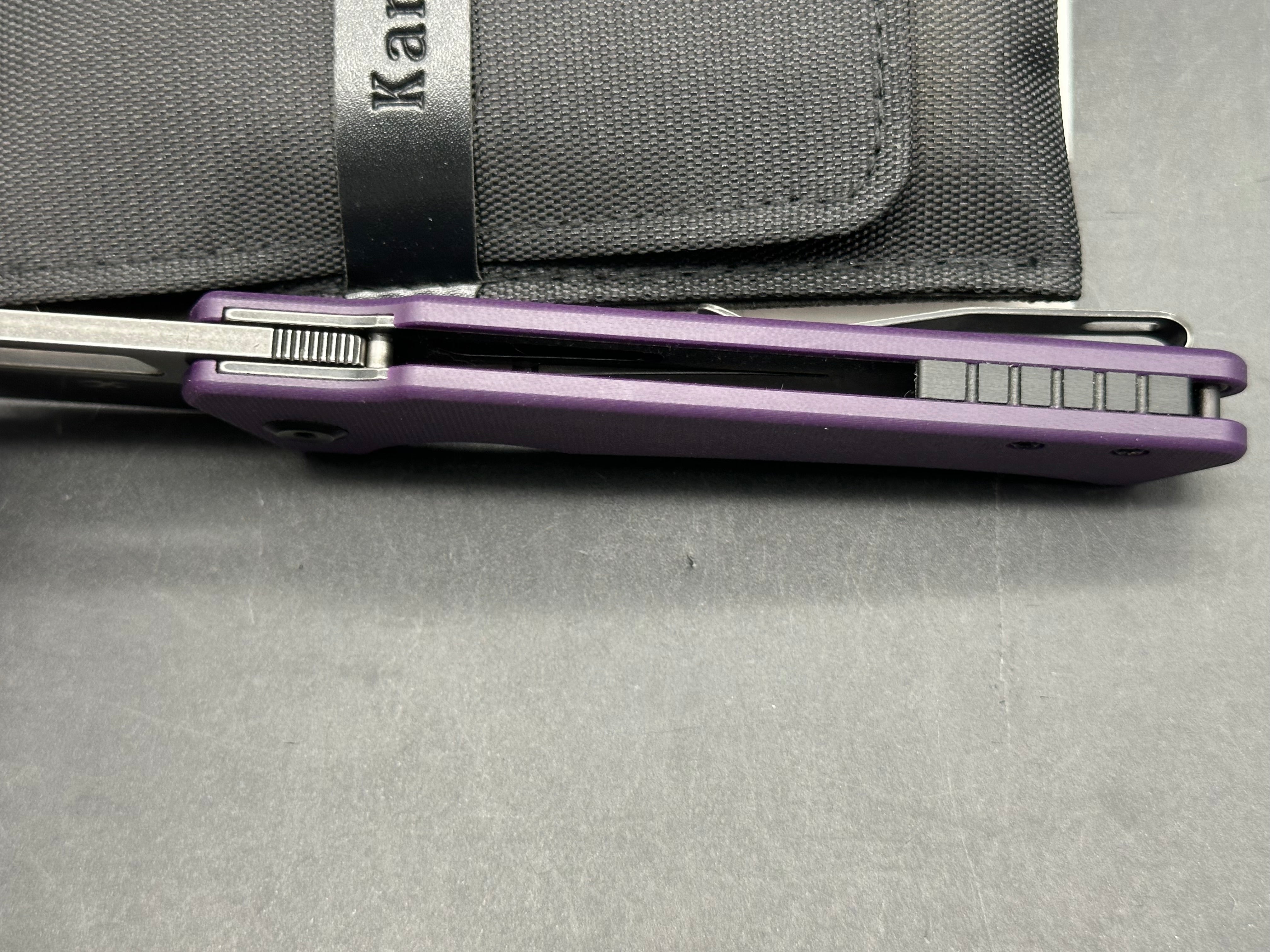 Kansept Knives Egress Liner Lock Knife Purple G-10 (3.8" Black Stonewash)