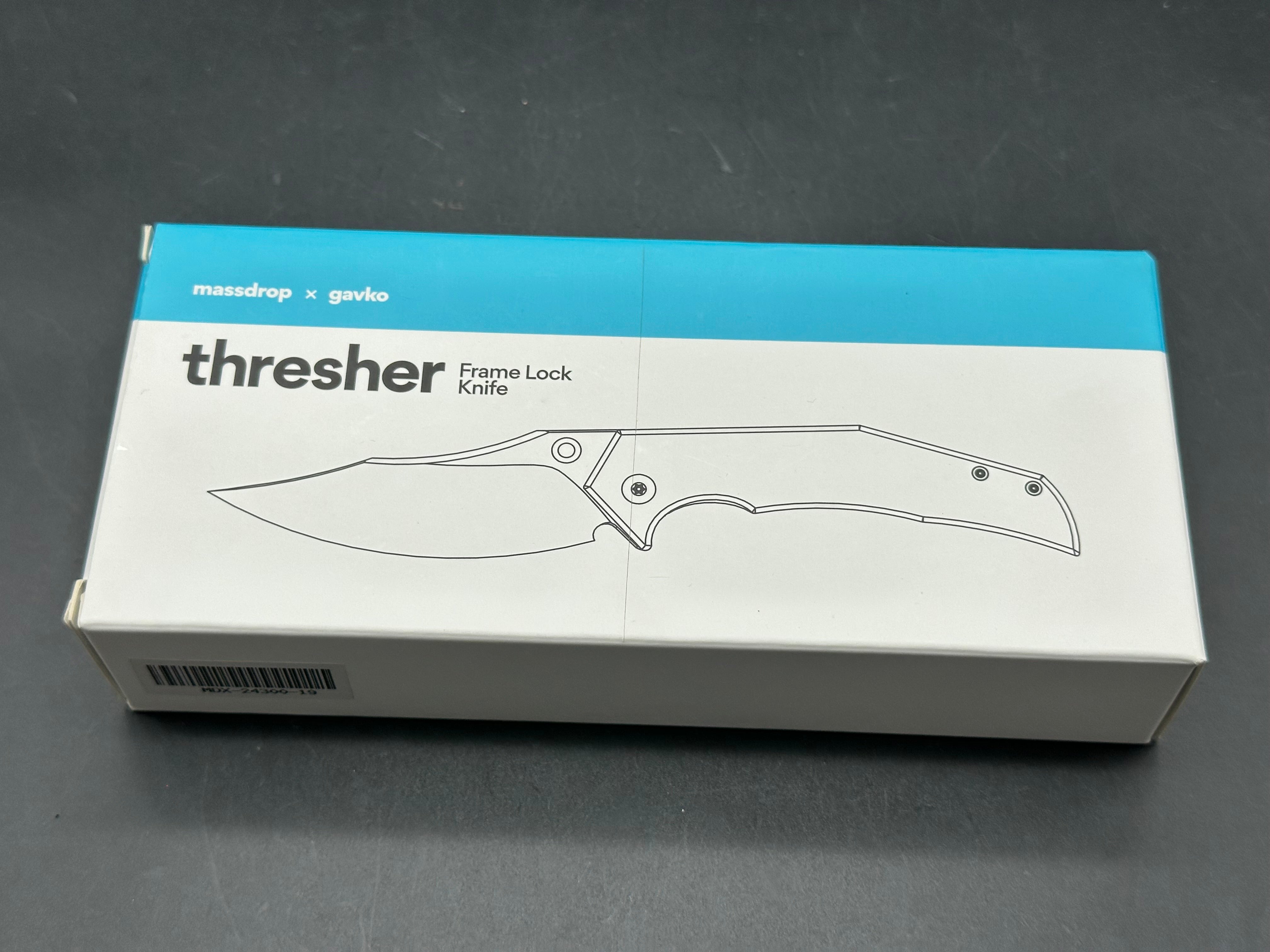 Massdrop x Gavko Thresher, Satin CPM-S35VN Blade, Green Anodized Titanium Handles, Backspacer, Pocket Clip and Hardware
