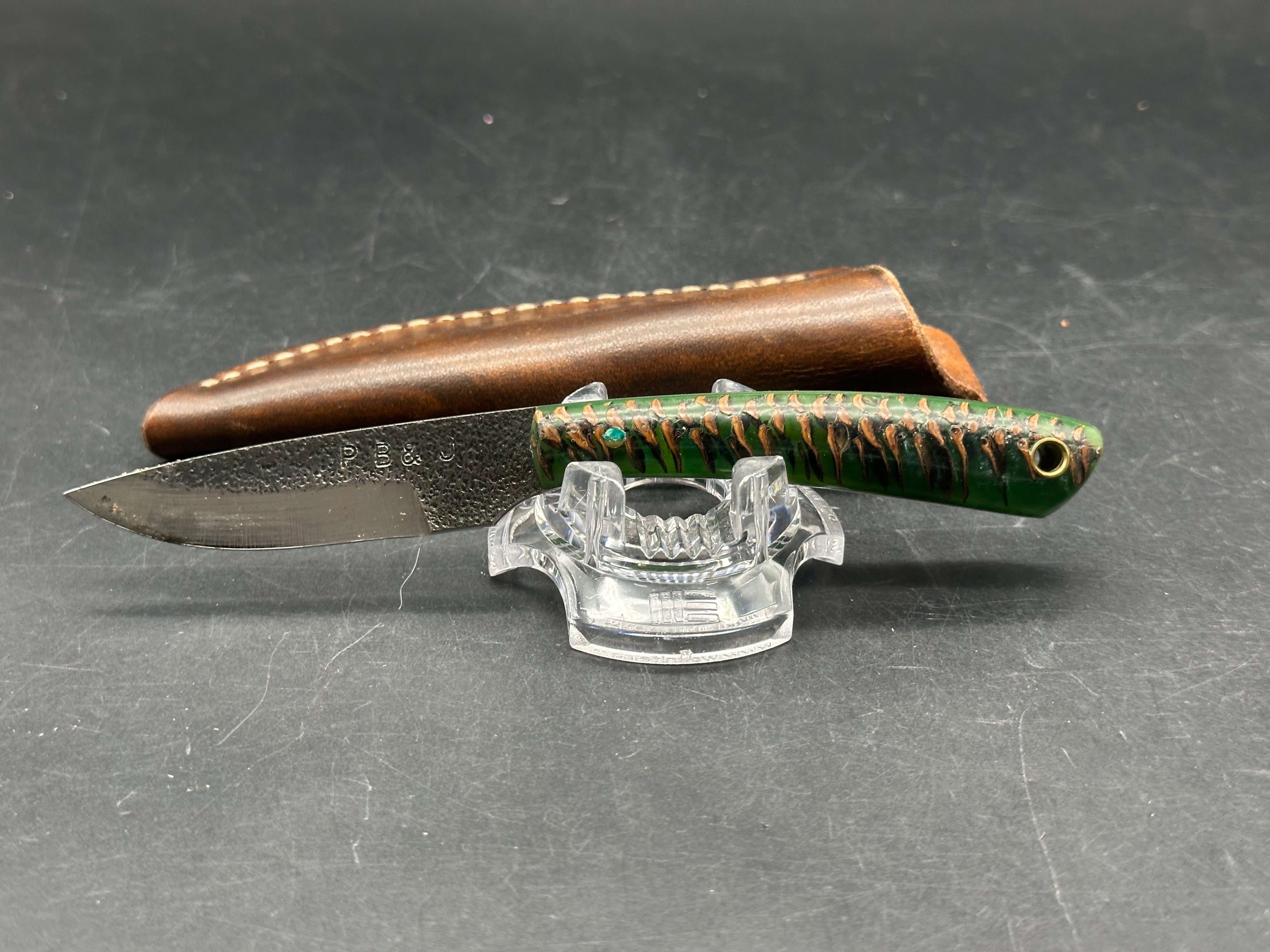 PB&J Custom knives fixed blade knife w/sheath
