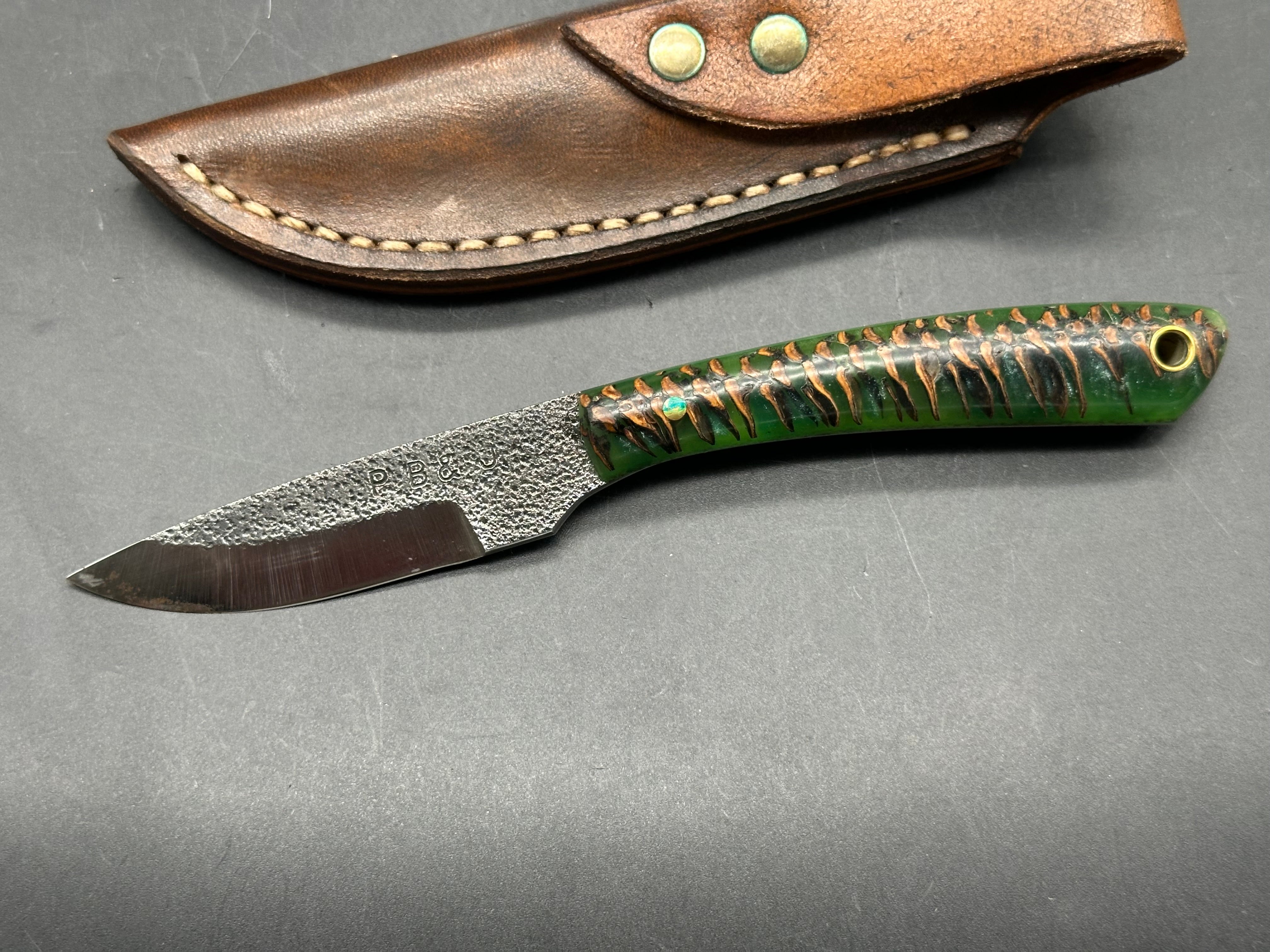 PB&J Custom knives fixed blade knife w/sheath