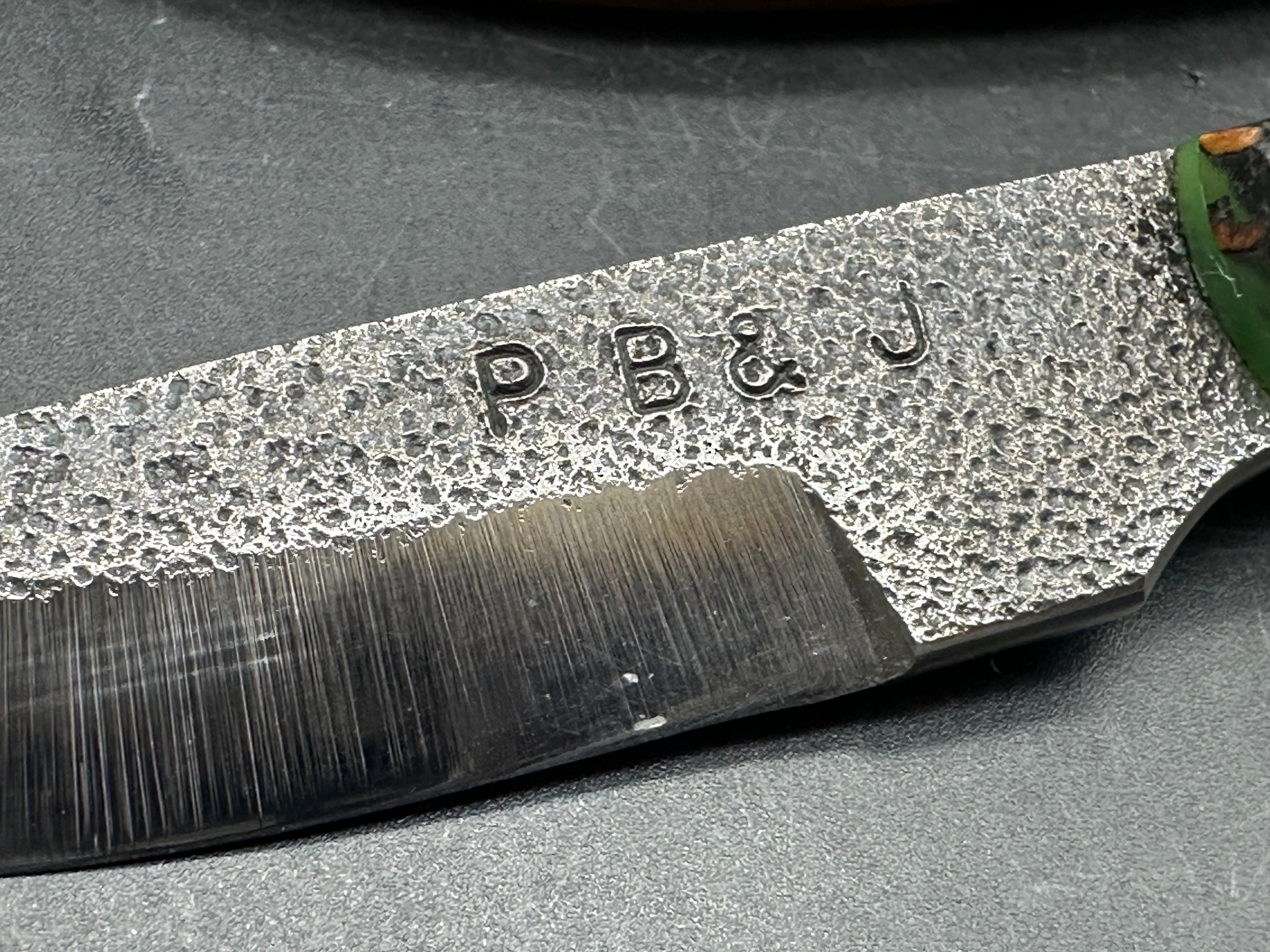 PB&J Custom knives fixed blade knife w/sheath