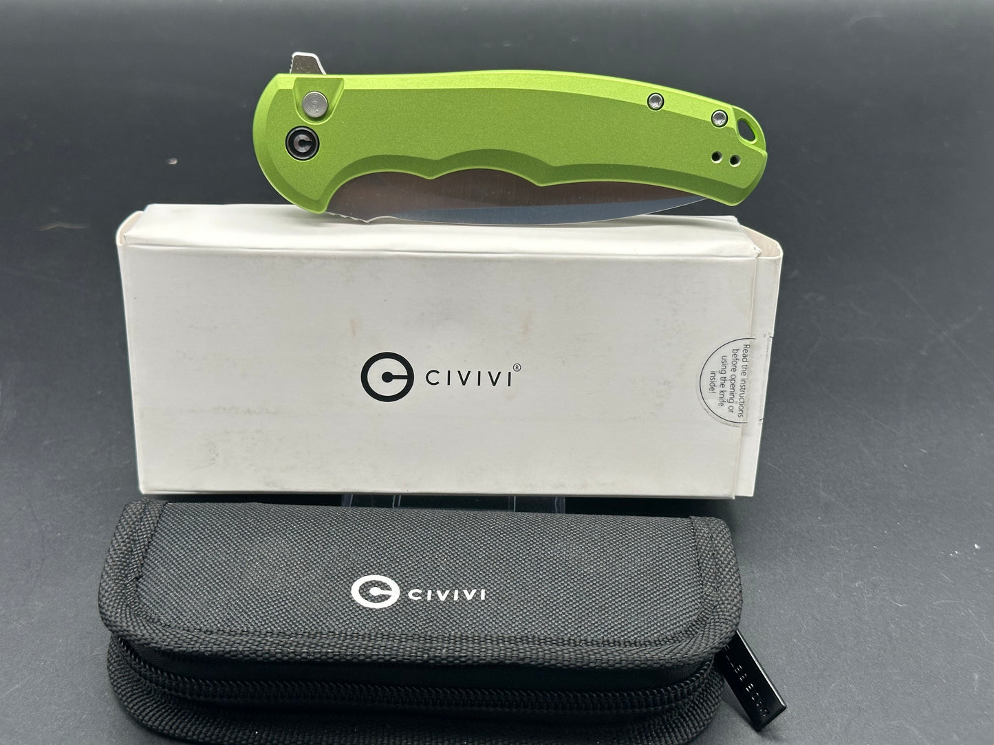 CIVIVI BUTTON LOCK PRAXIS LIME GREEN ALUMINUM HANDLE NITRO-V DROP POINT