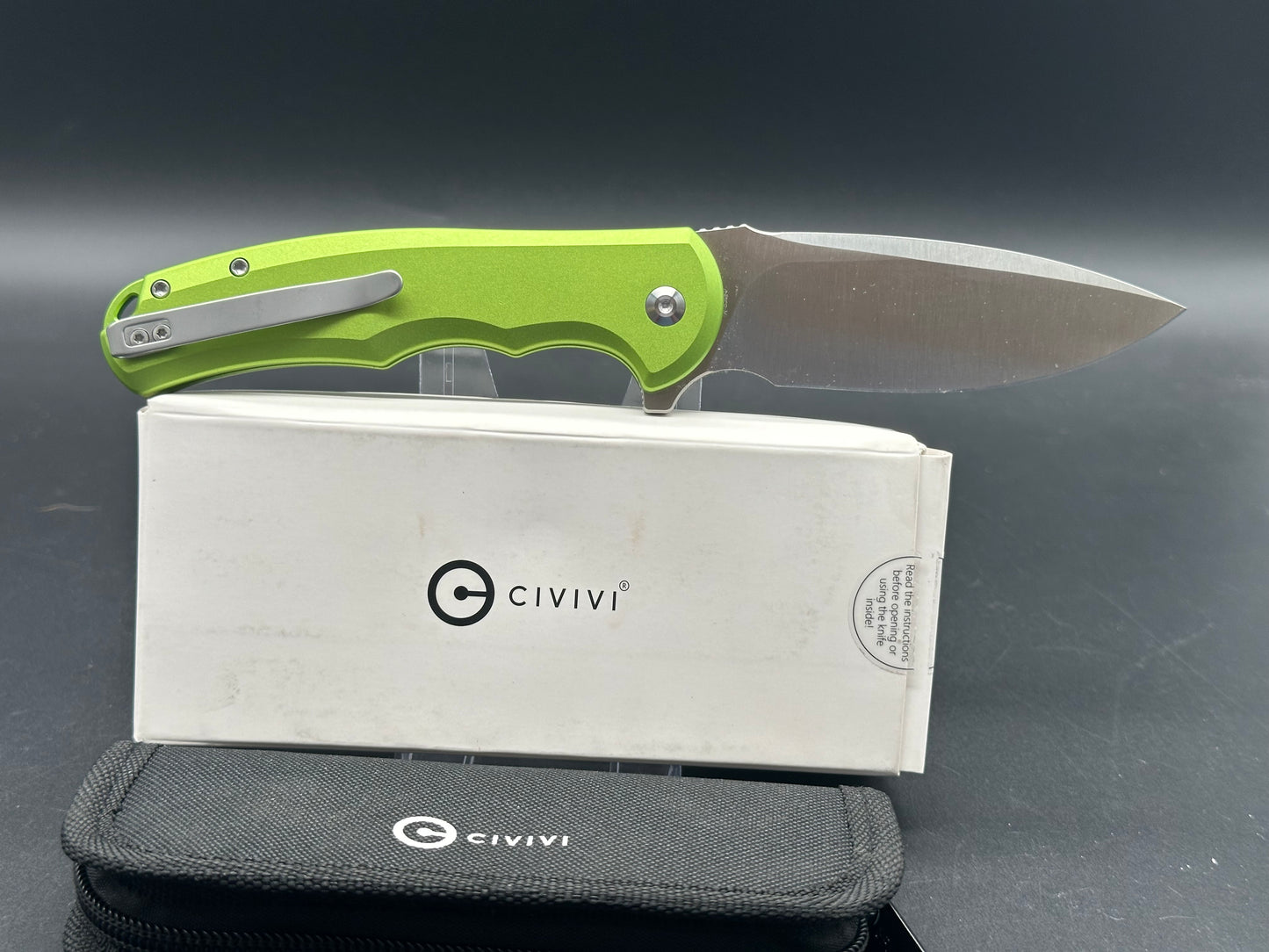 CIVIVI BUTTON LOCK PRAXIS LIME GREEN ALUMINUM HANDLE NITRO-V DROP POINT