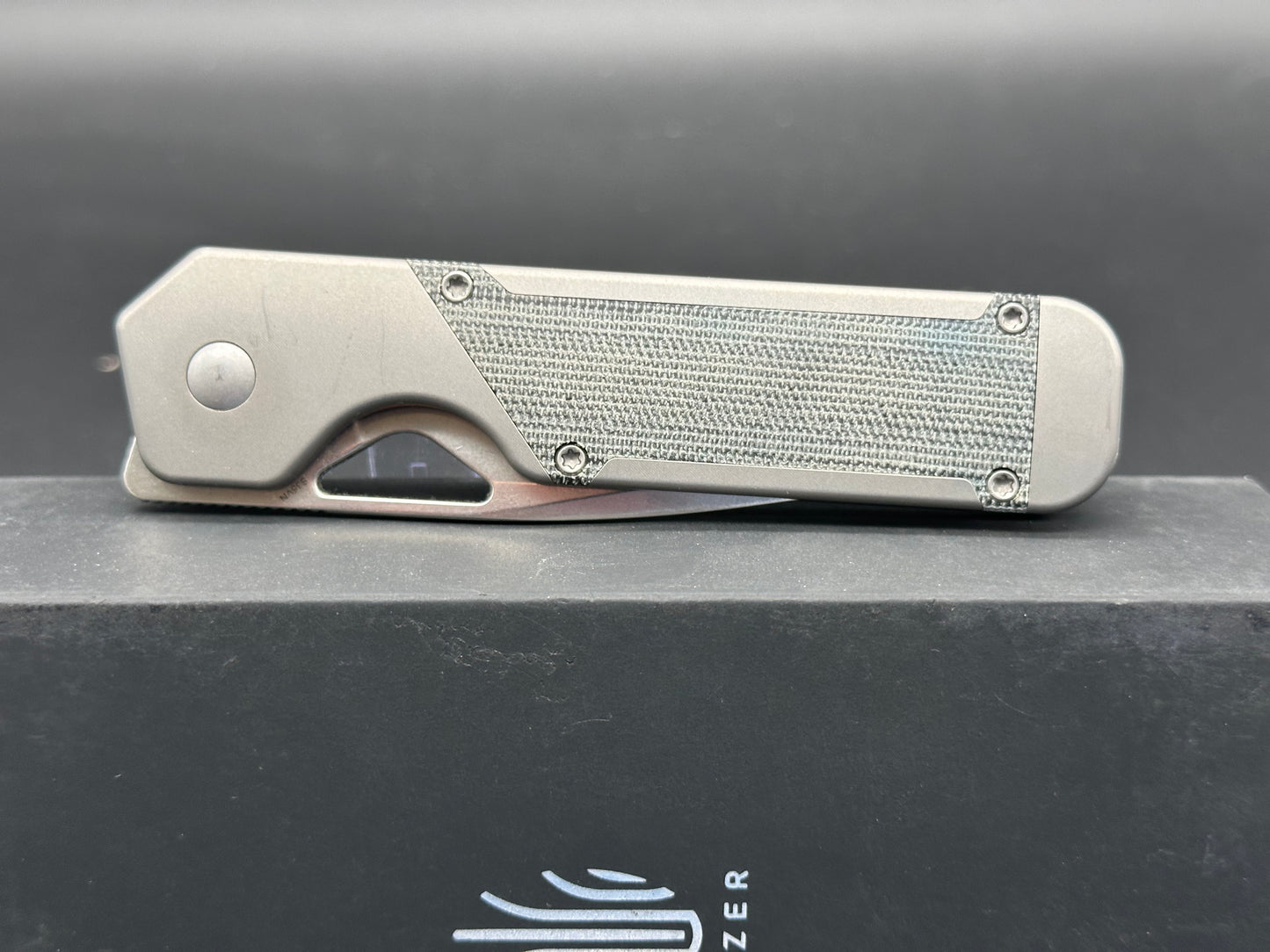 KIZER MILITAW POCKET KNIFE JONATHAN STYLE TITANIUM & MICARTA HANDLE S35VN STEEL