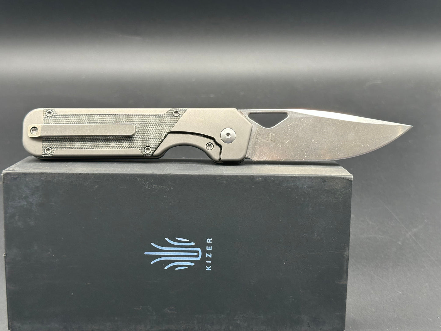 KIZER MILITAW POCKET KNIFE JONATHAN STYLE TITANIUM & MICARTA HANDLE S35VN STEEL