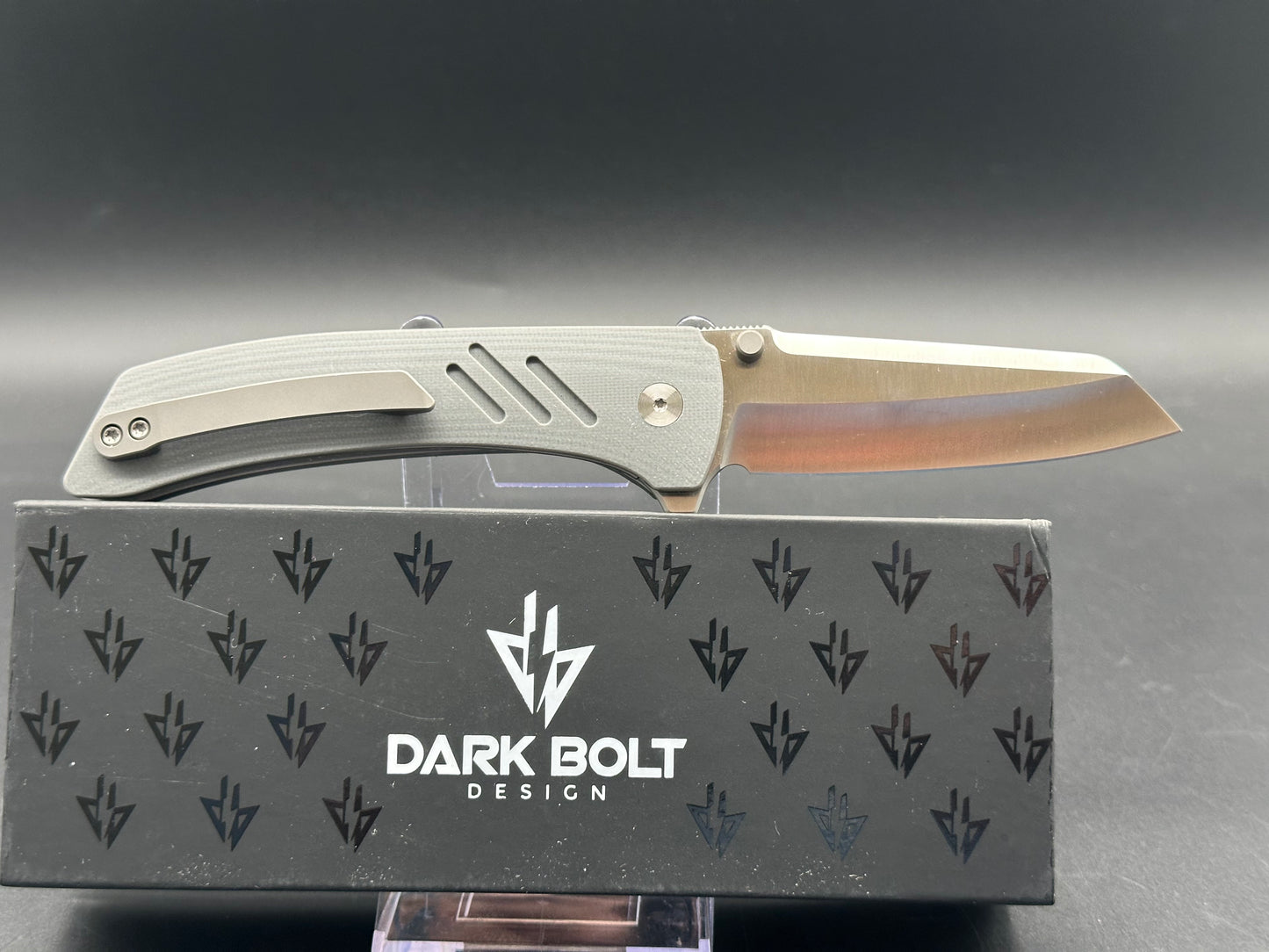 DARK BOLT DESIGN ARCUS FOLDING KNIFE GRAY G10 HANDLE 20CV SHEEPSFOOT PLAIN EDGE