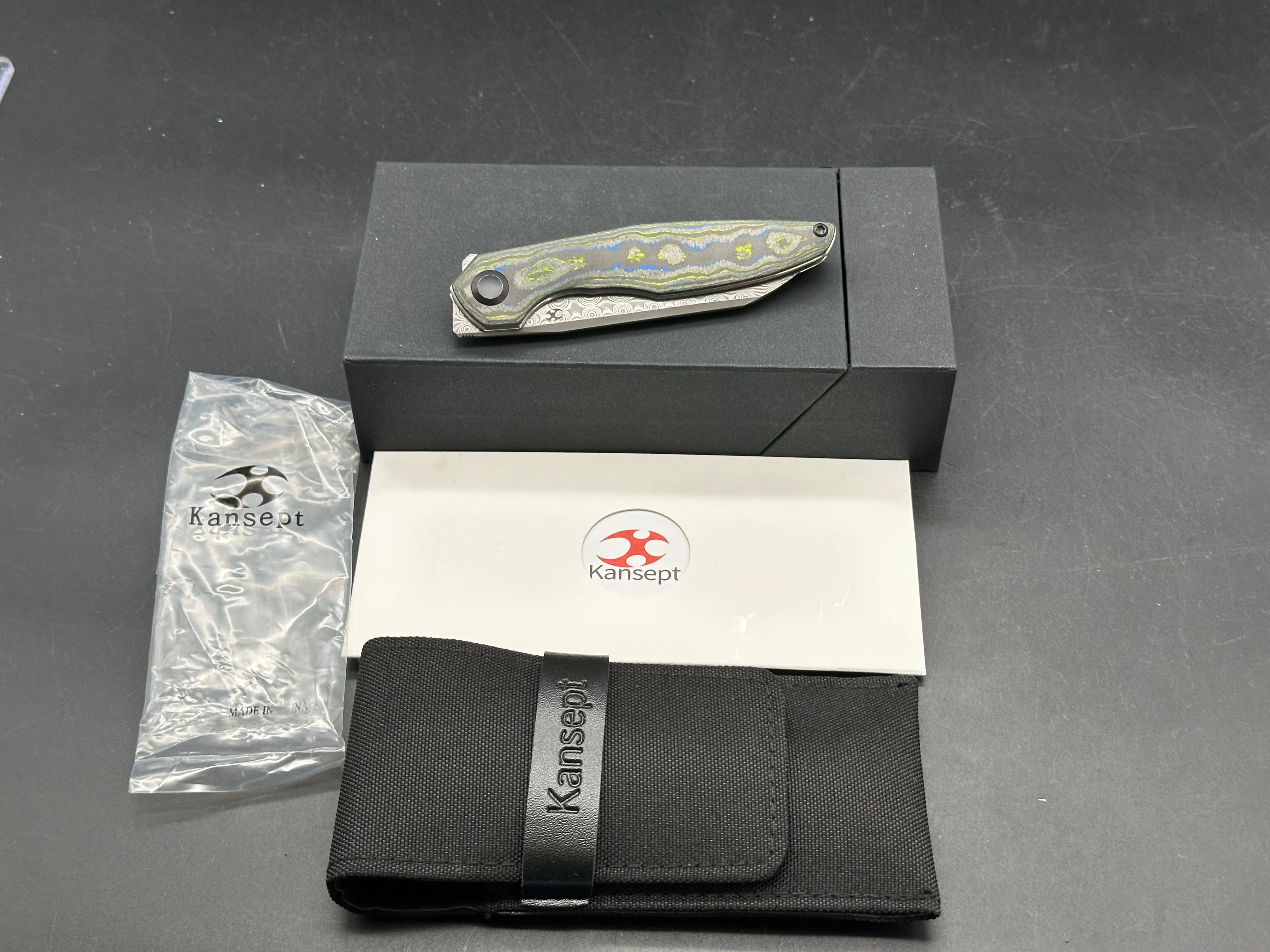 Kansept Halide Damascus Gecko camo carbon