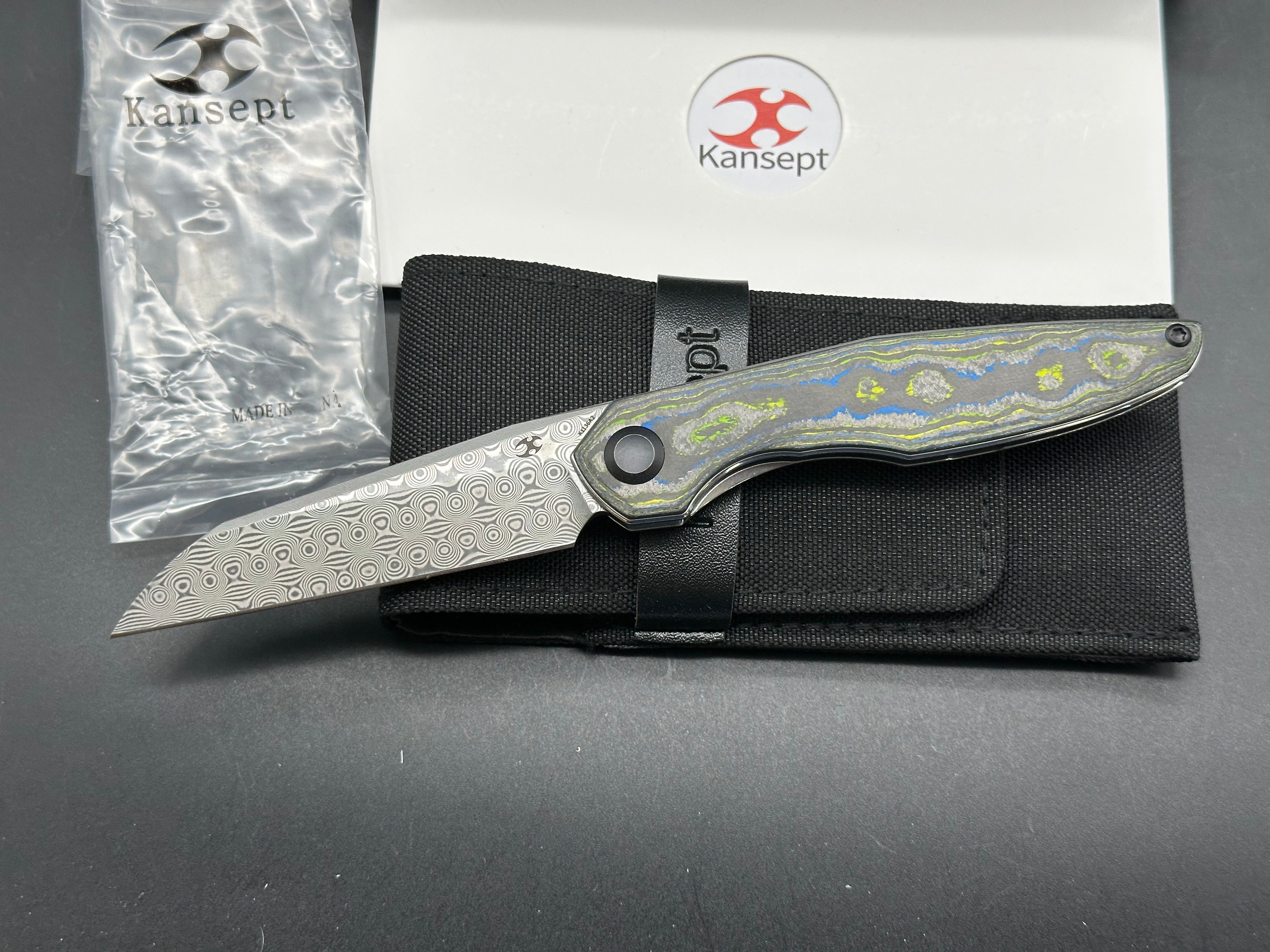 Kansept Halide Damascus Gecko camo carbon