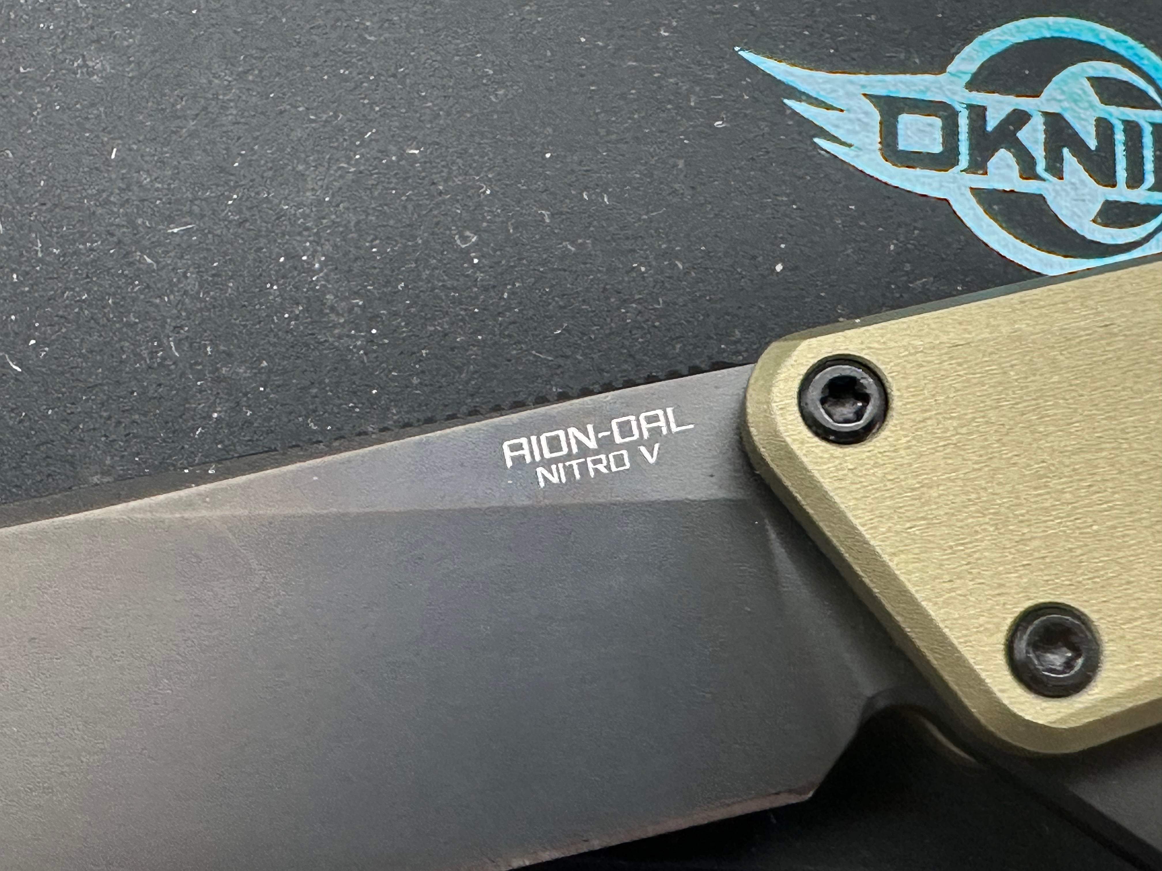 Oknife Arion green OAL aluminum handle / NitroV blade