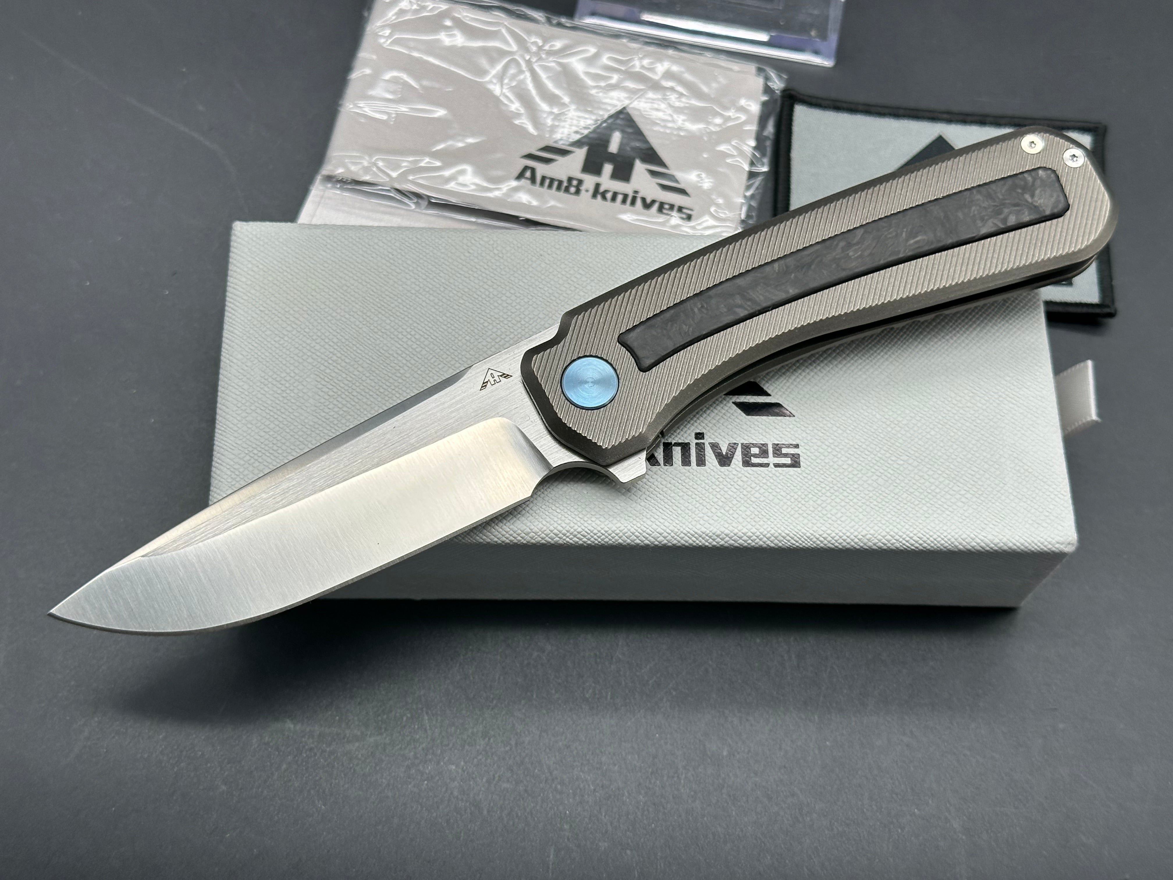 MIGURON AM8 AMEIGHT KNIVES MORAD TITANIUM/CARBON FIBER HANDLE S90V