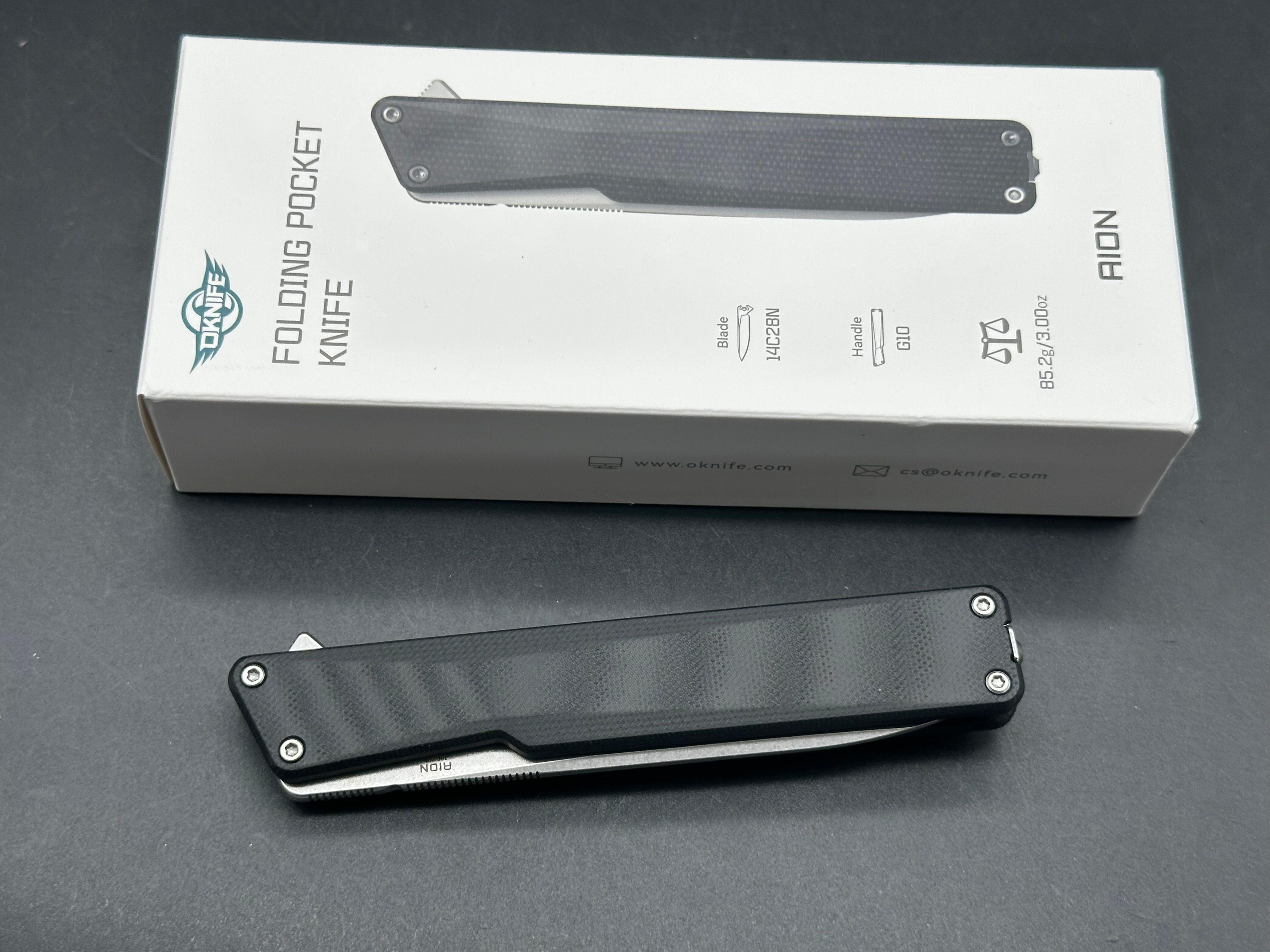 Oknife AION Black G10 Flipper Folding Pocket Knife