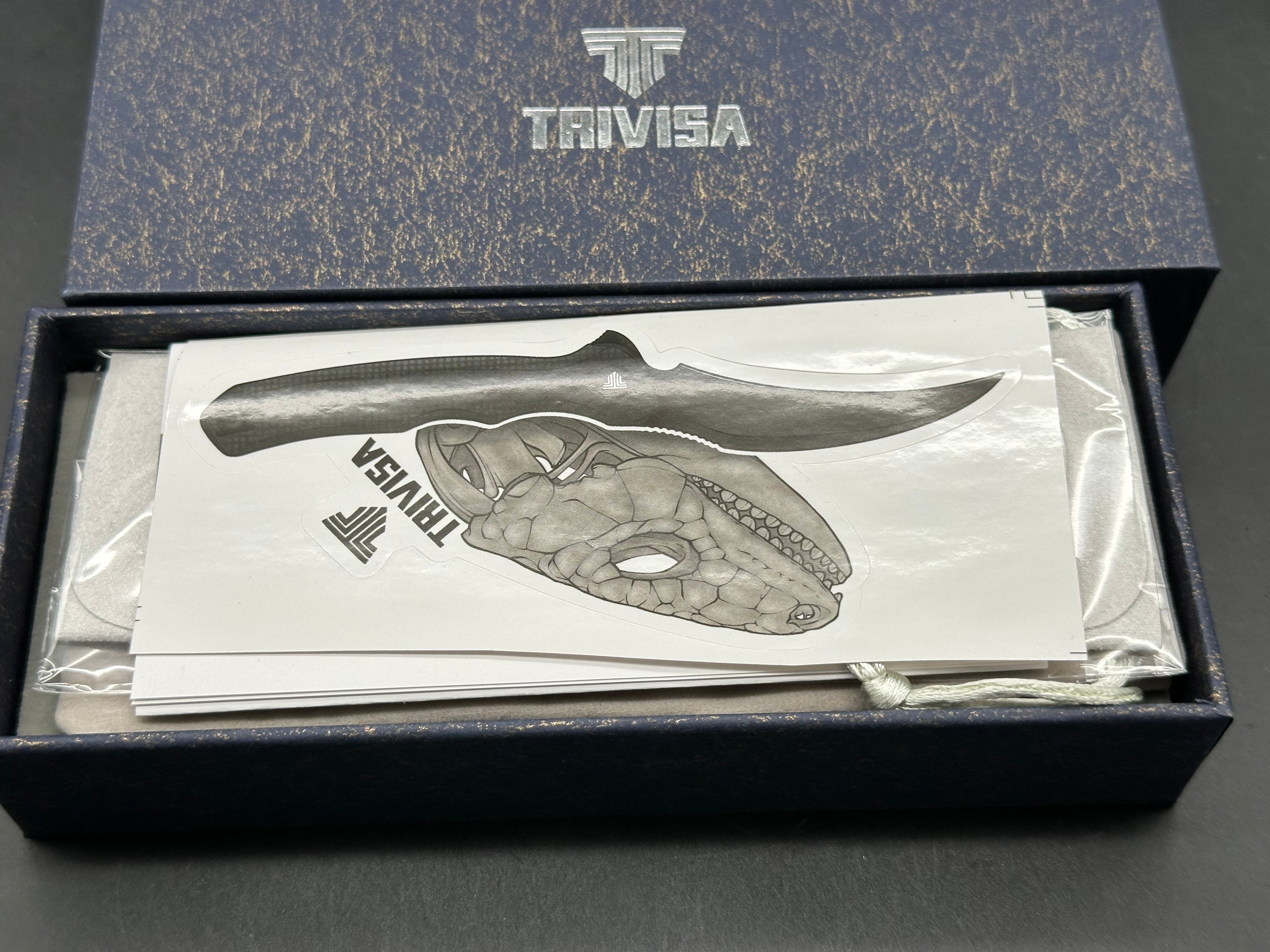 Trivisa Knives Lacerta Folder 3.34" Black Blade of 14C28N, Black Micarta Hande liner lock Flipper
