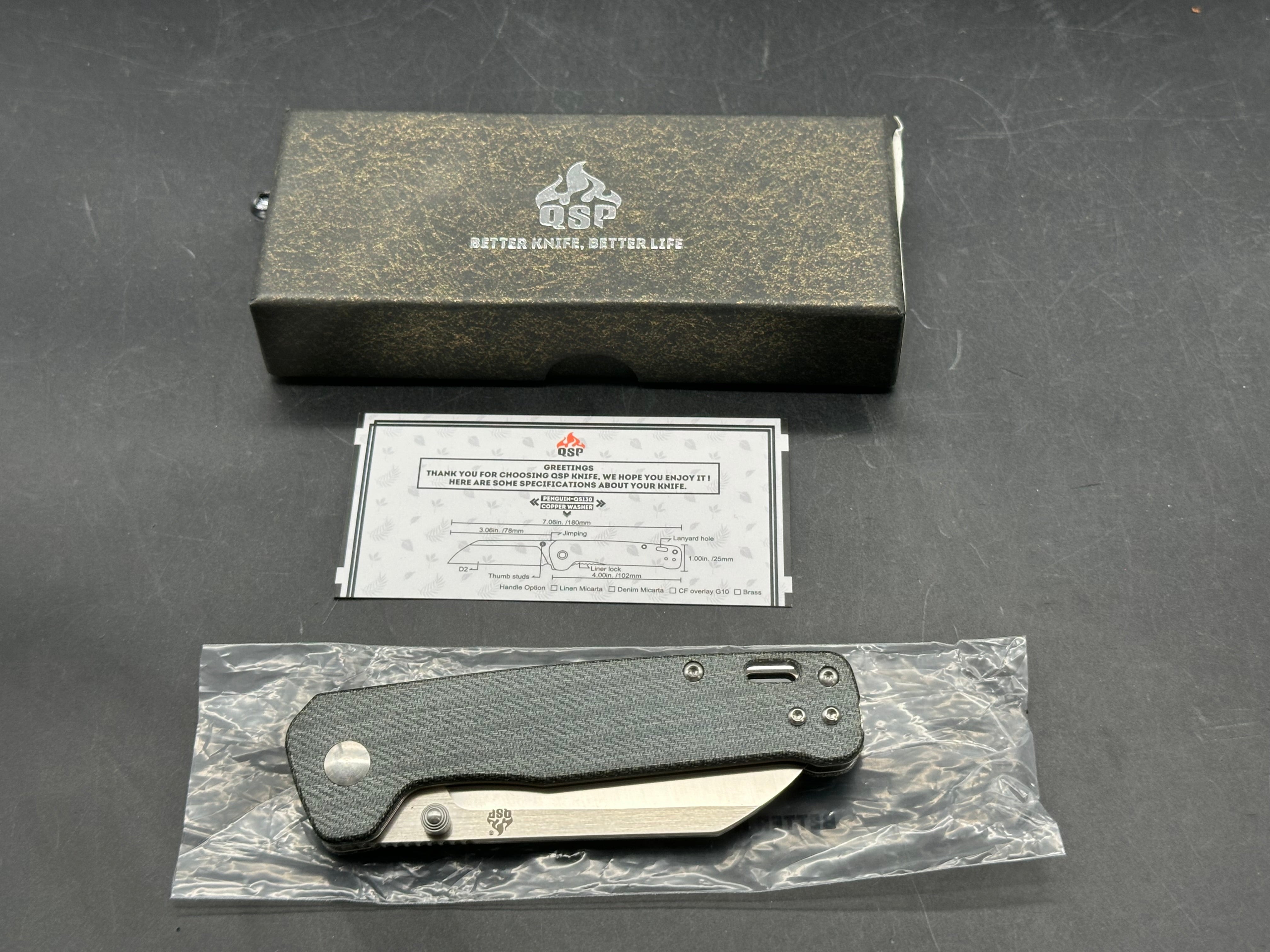 QSP 2 knife bundle damascus & D2