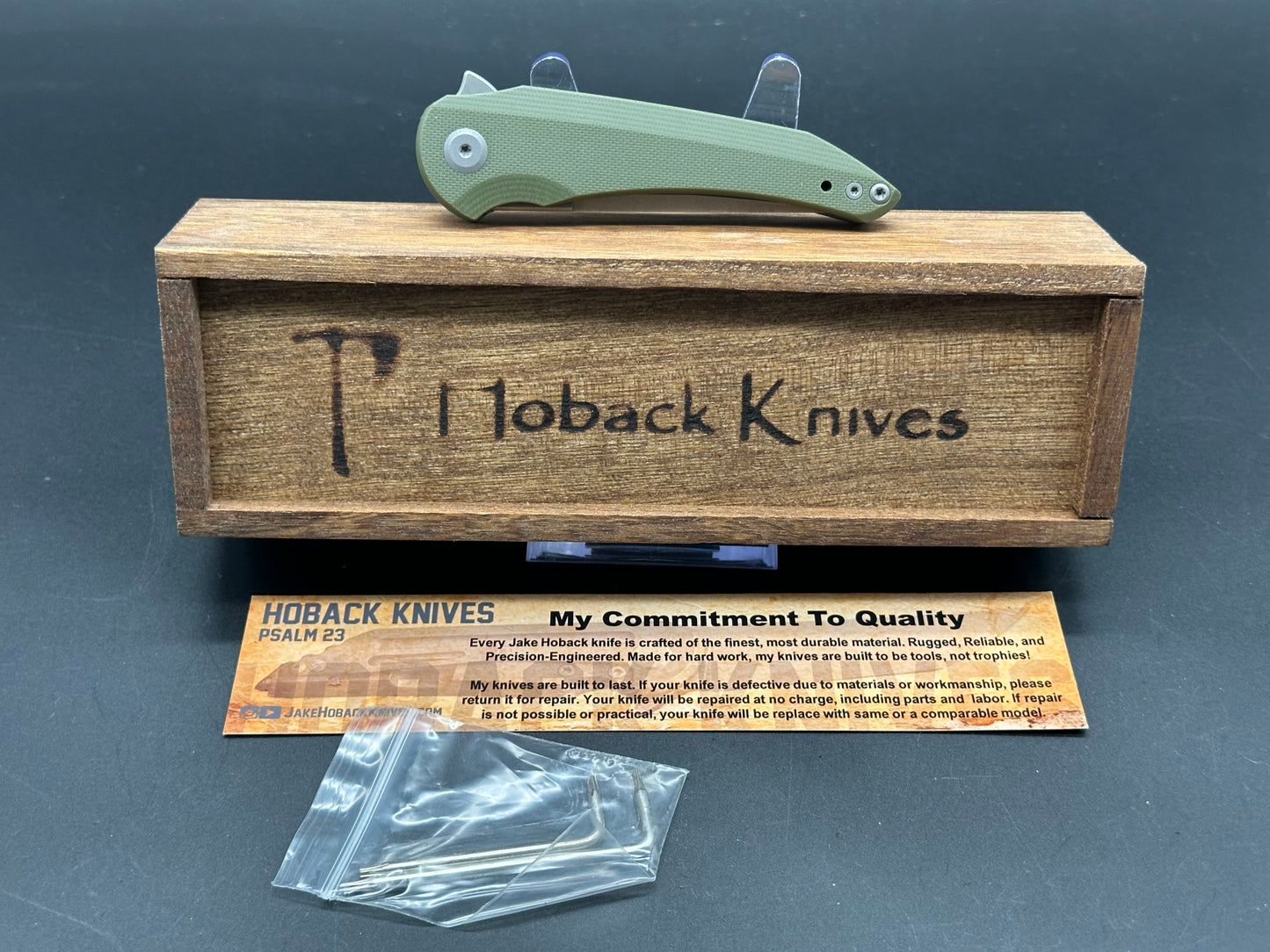 Hoback Knives Enoch Liner Lock Knife OD Green G-10 (3.1" Stonewash)