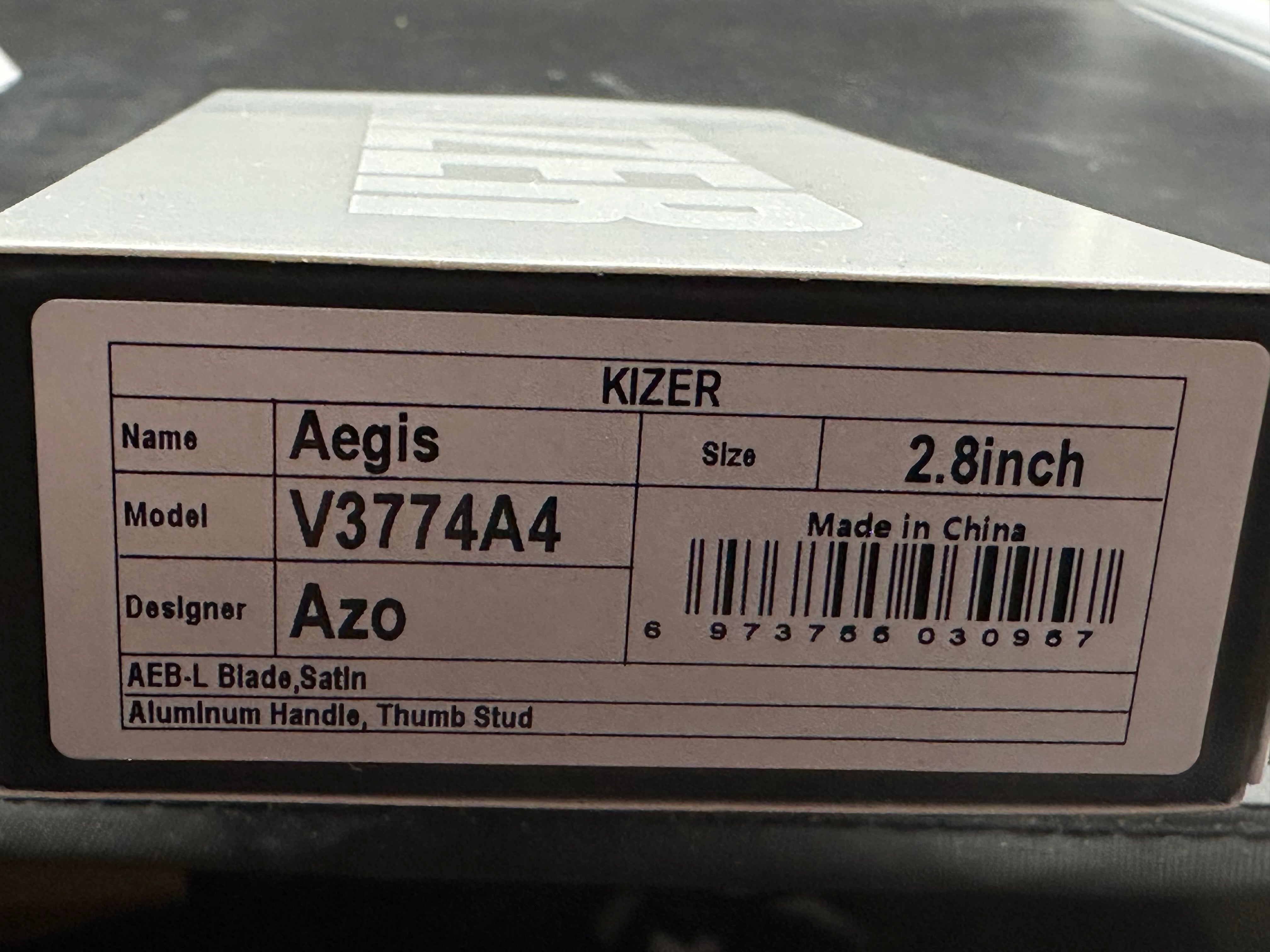 KIZER AEGIS FOLDING KNIFE GRAY ALUMINUM HANDLE AEB-L DROP POINT PLAIN EDGE SATIN FINISH