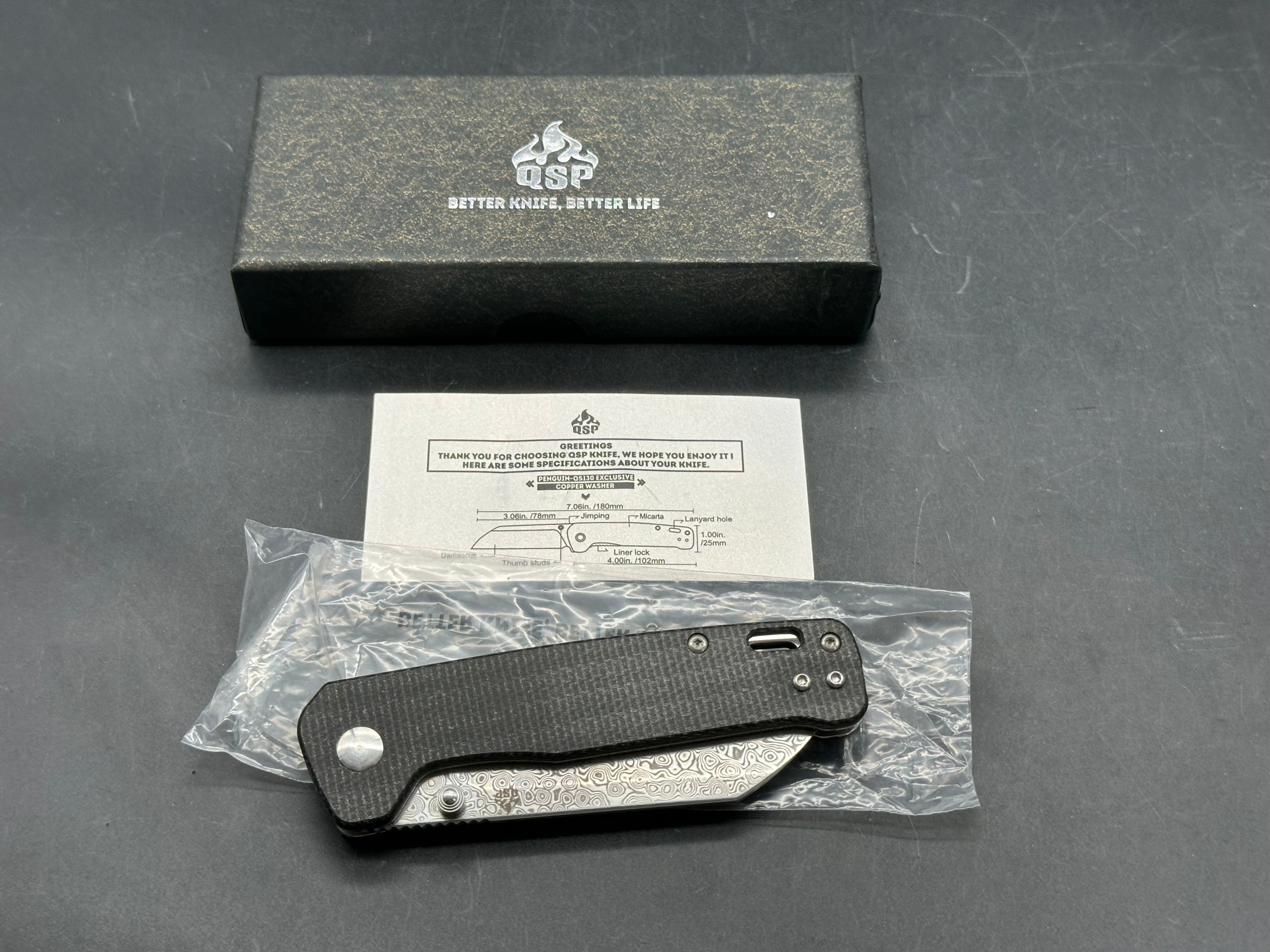 QSP 2 knife bundle damascus & D2