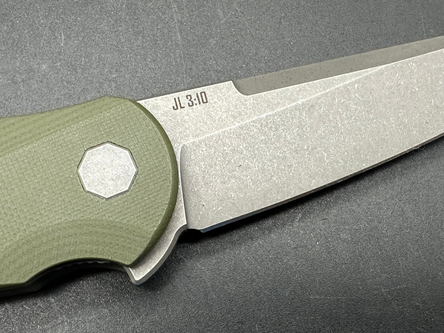 Hoback Knives Enoch Liner Lock Knife OD Green G-10 (3.1" Stonewash)